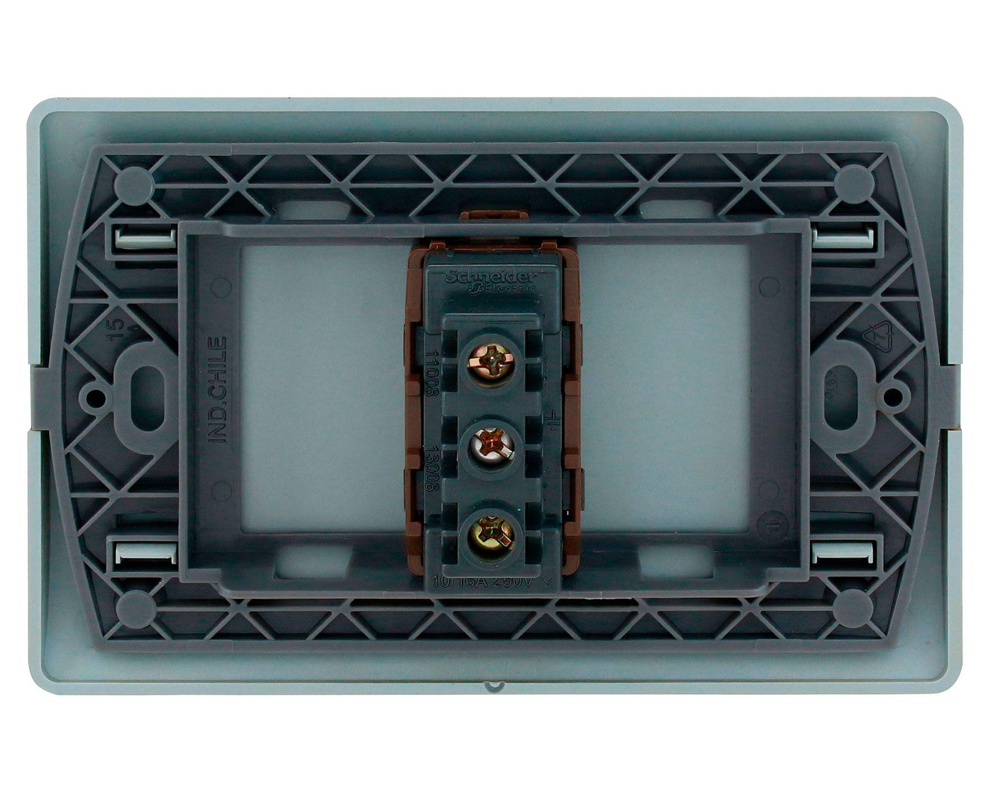 Placa armada tomacorriente 10A 2P+T Génesis dorado Schneider-2