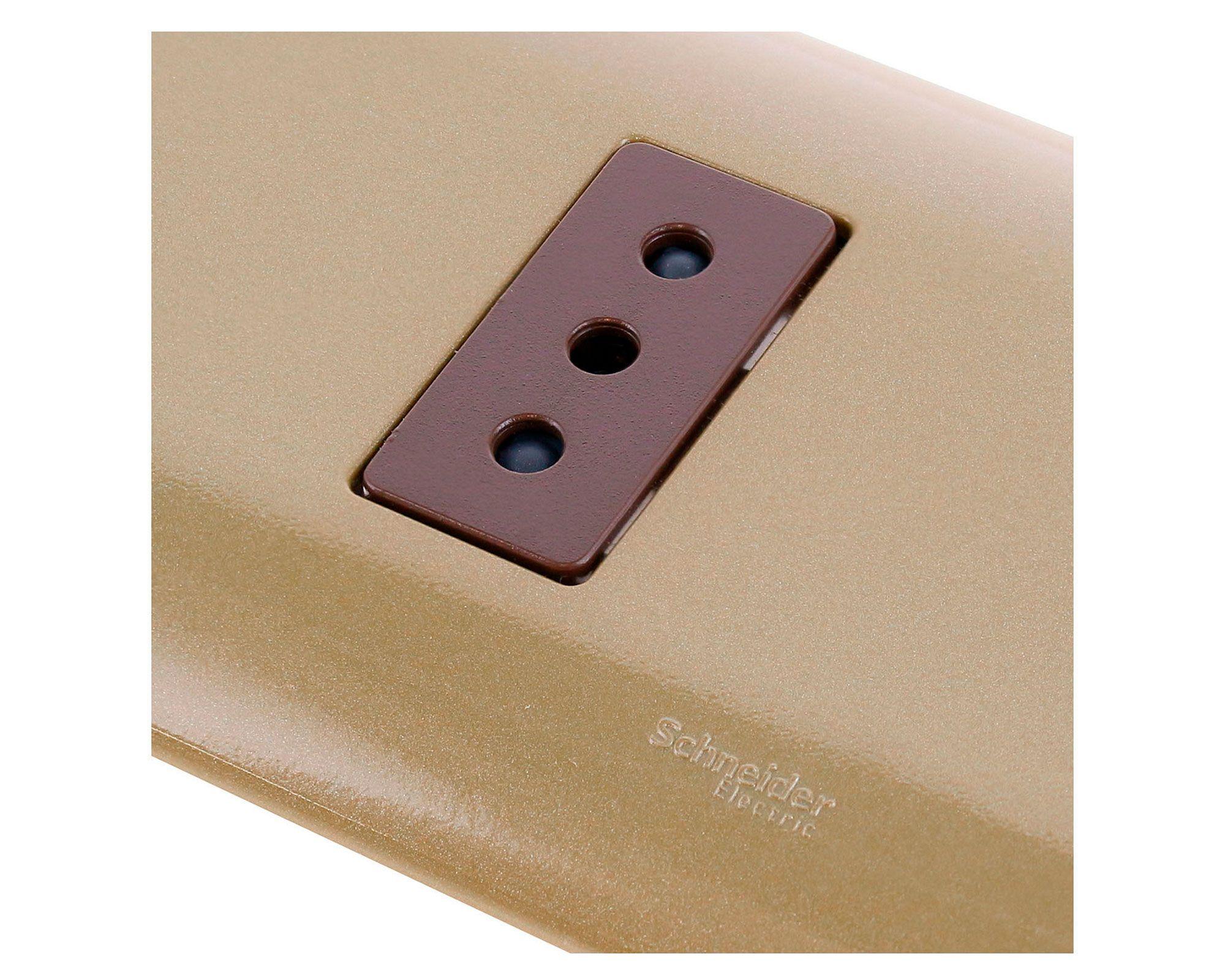 Placa armada tomacorriente 10A 2P+T Génesis dorado Schneider-3