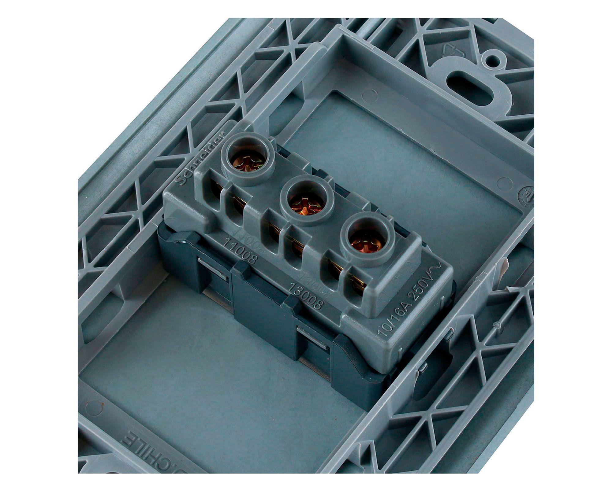 Placa armada tomacorriente 10A 2P+T Génesis humo Schneider-4