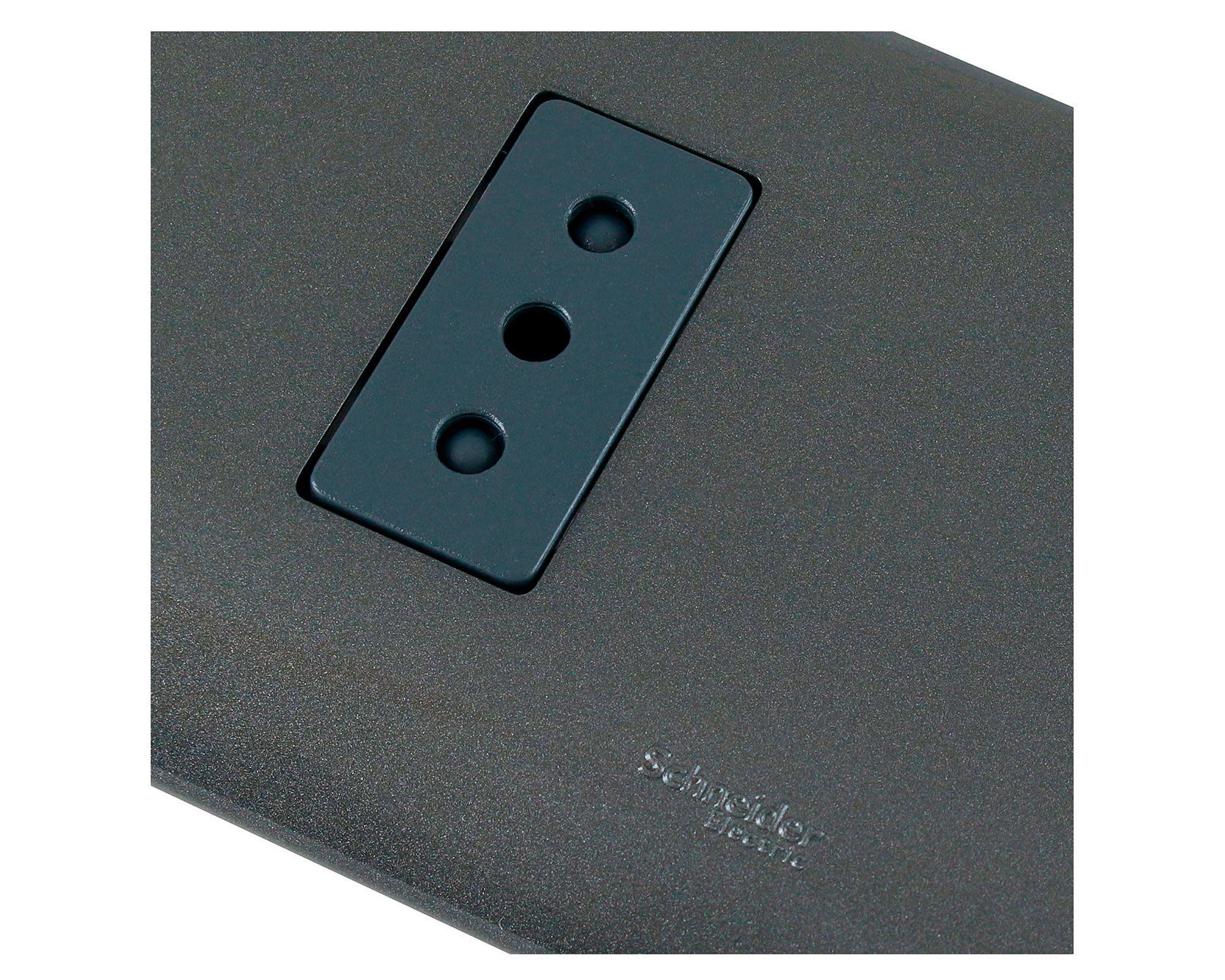 Placa armada tomacorriente 10A 2P+T Génesis humo Schneider-3