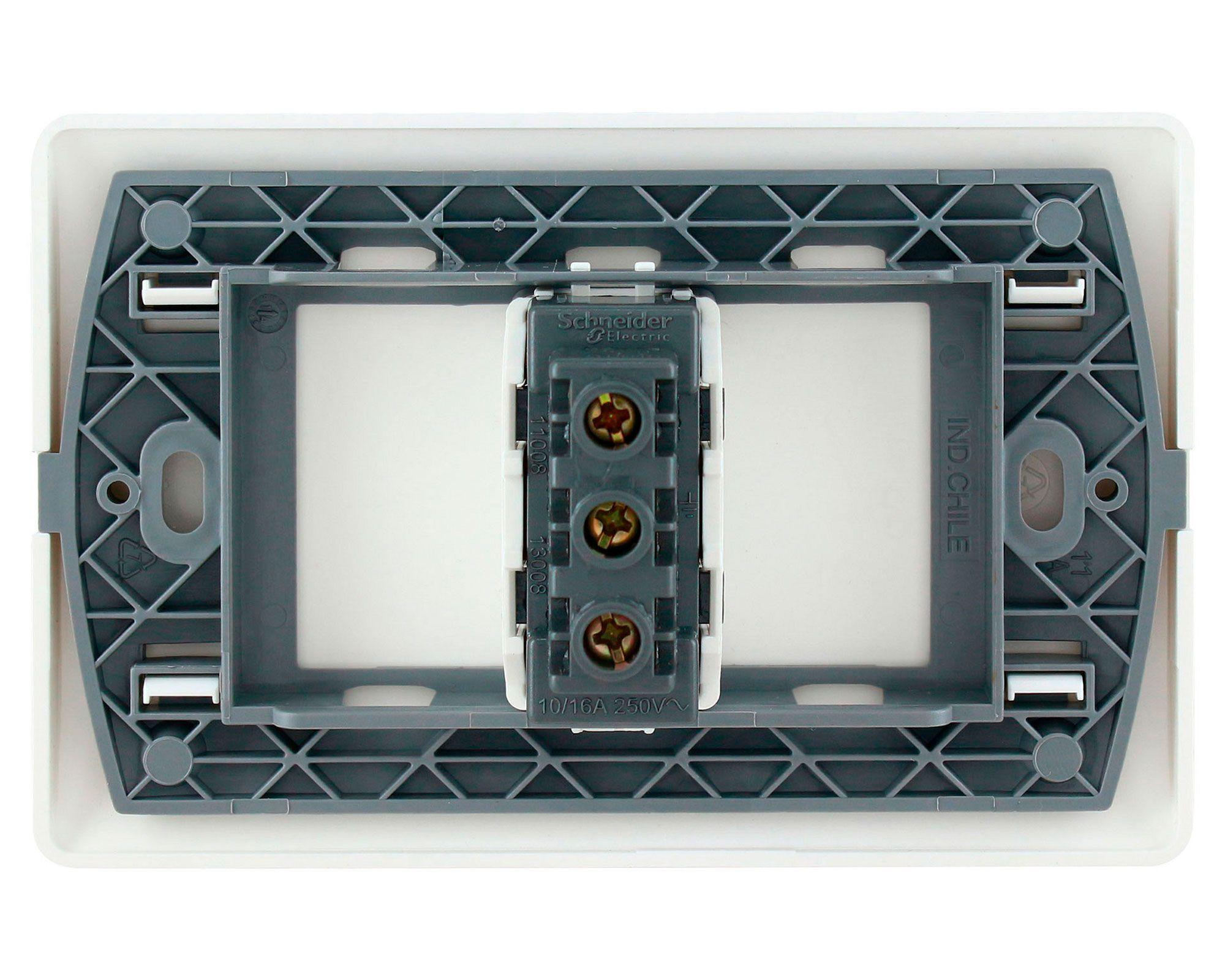 Placa armada tomacorriente 10A 2P+T Génesis blanco Schneider-2