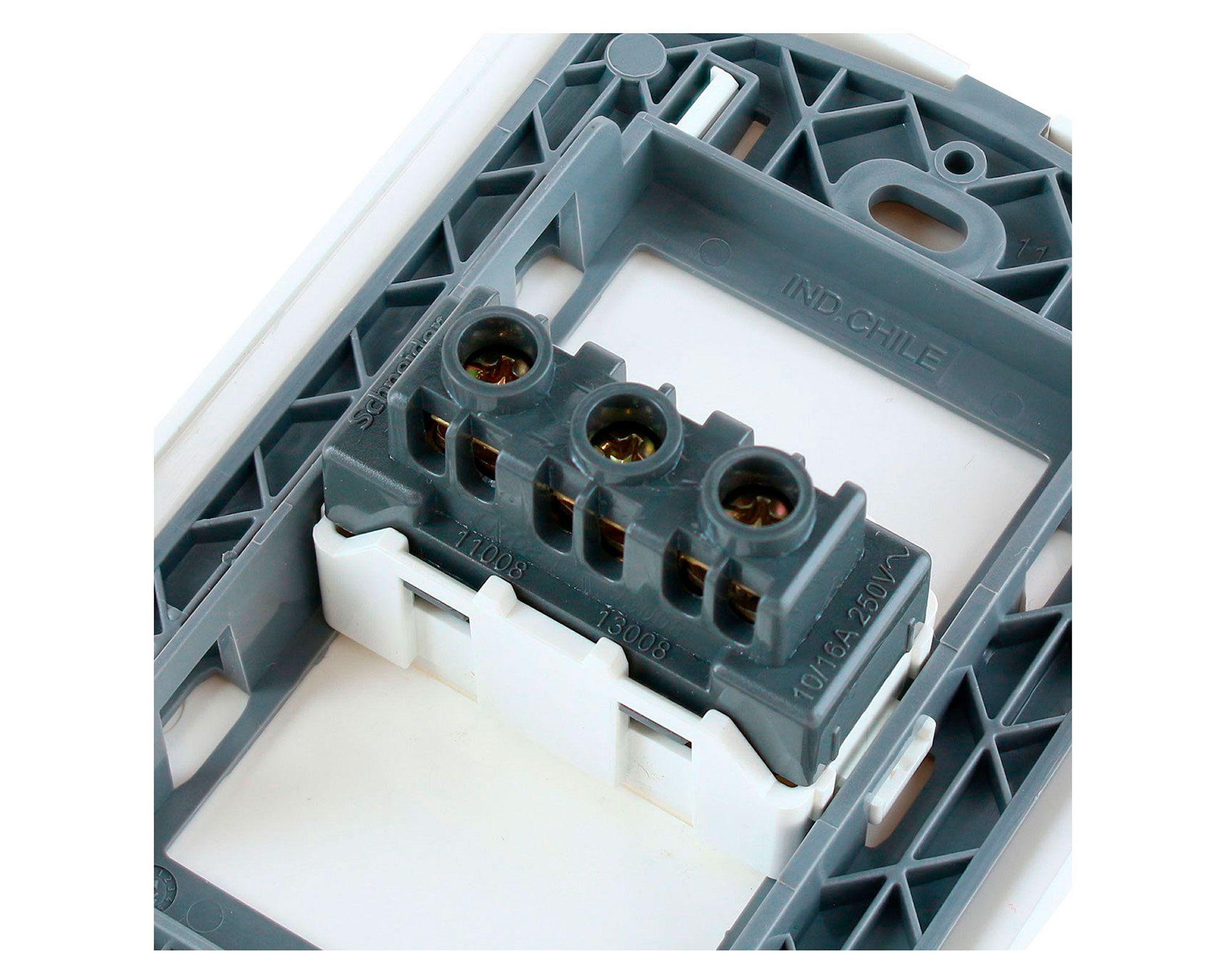 Placa armada tomacorriente 10A 2P+T Génesis blanco Schneider-4