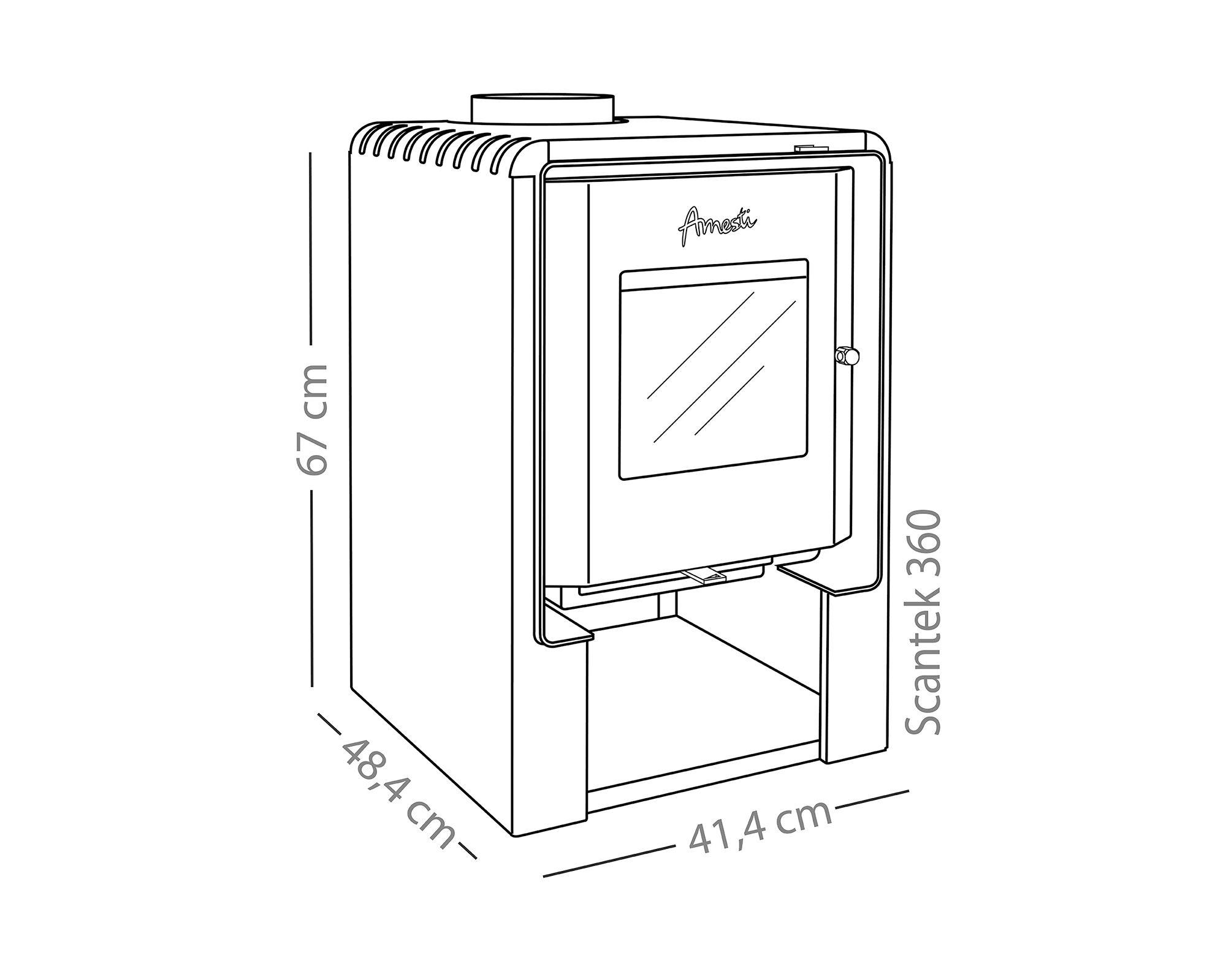 Estufa leña 9000W Scantek 360 gris-5