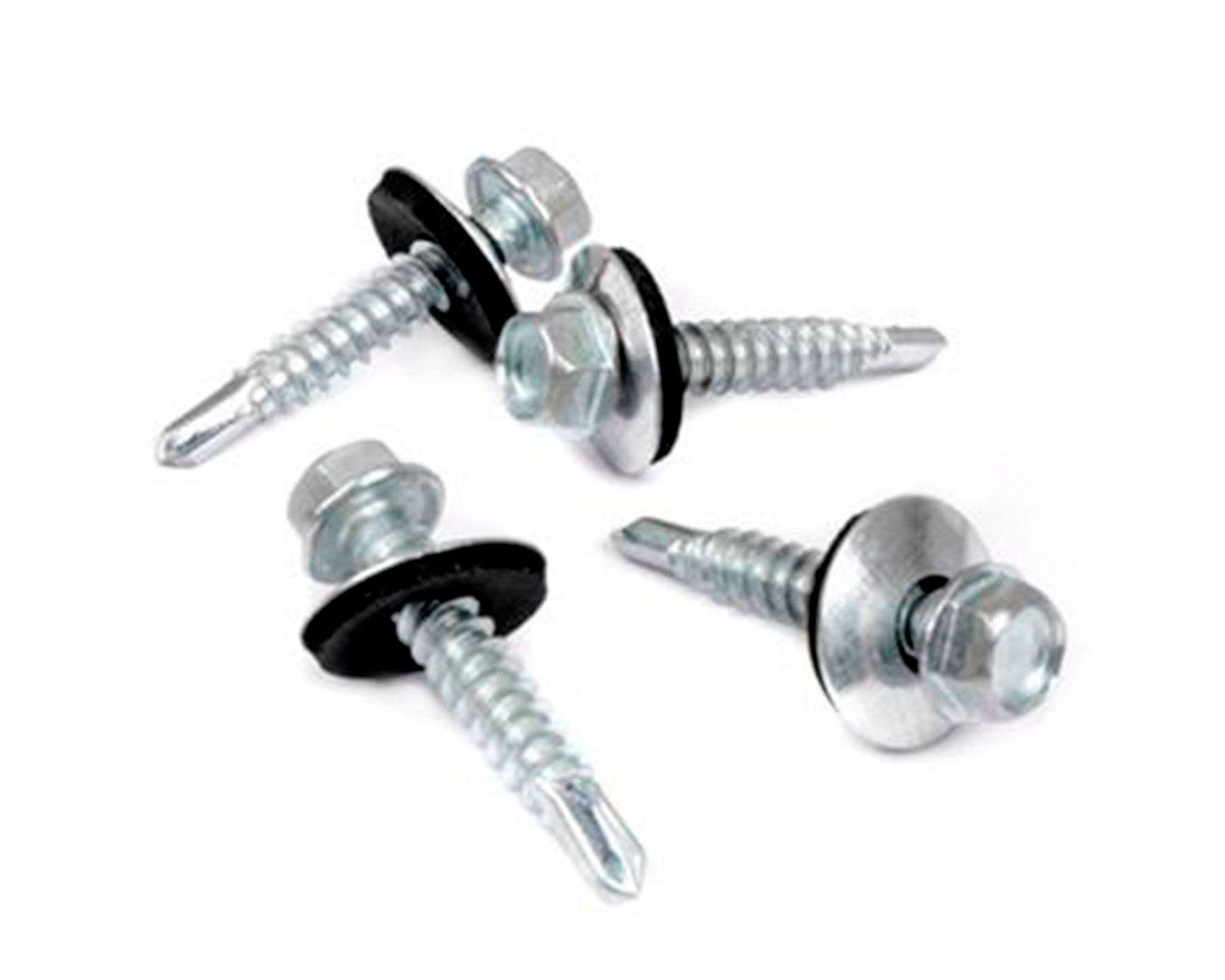Tornillo autoperforante hexagonal con golilla y goma N°12 x 1'' 100 unidades Imporper-0