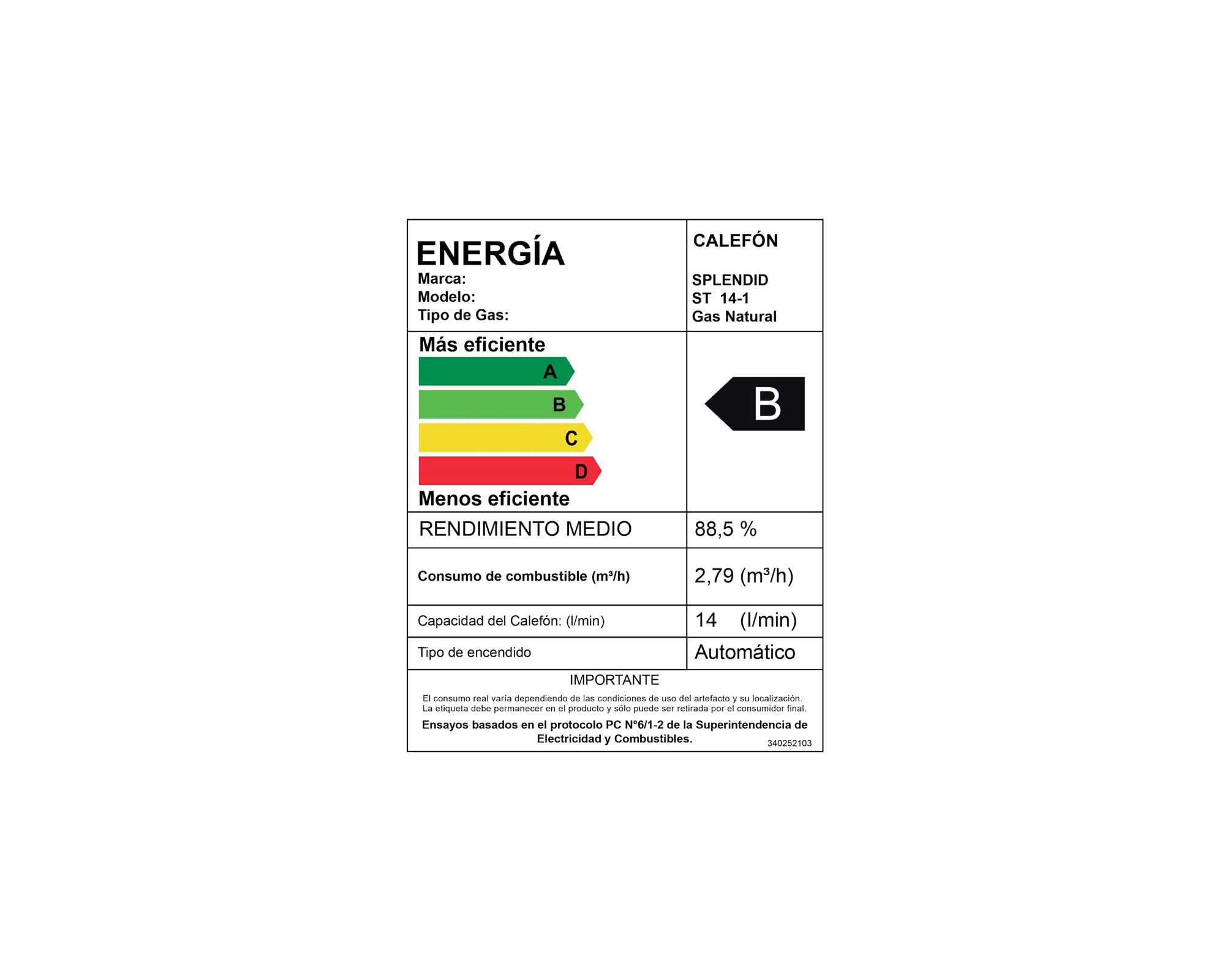 Calefont ionizado tiro natural 14 litros gas natural Templatech Splendid-7