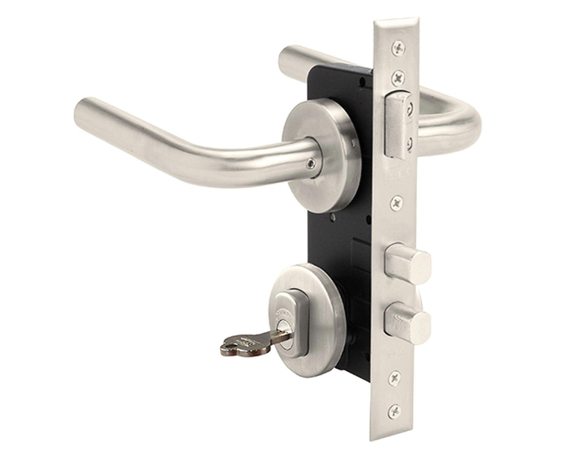 Cerradura embutida manilla acceso plata 1080-960L Scanavini-0