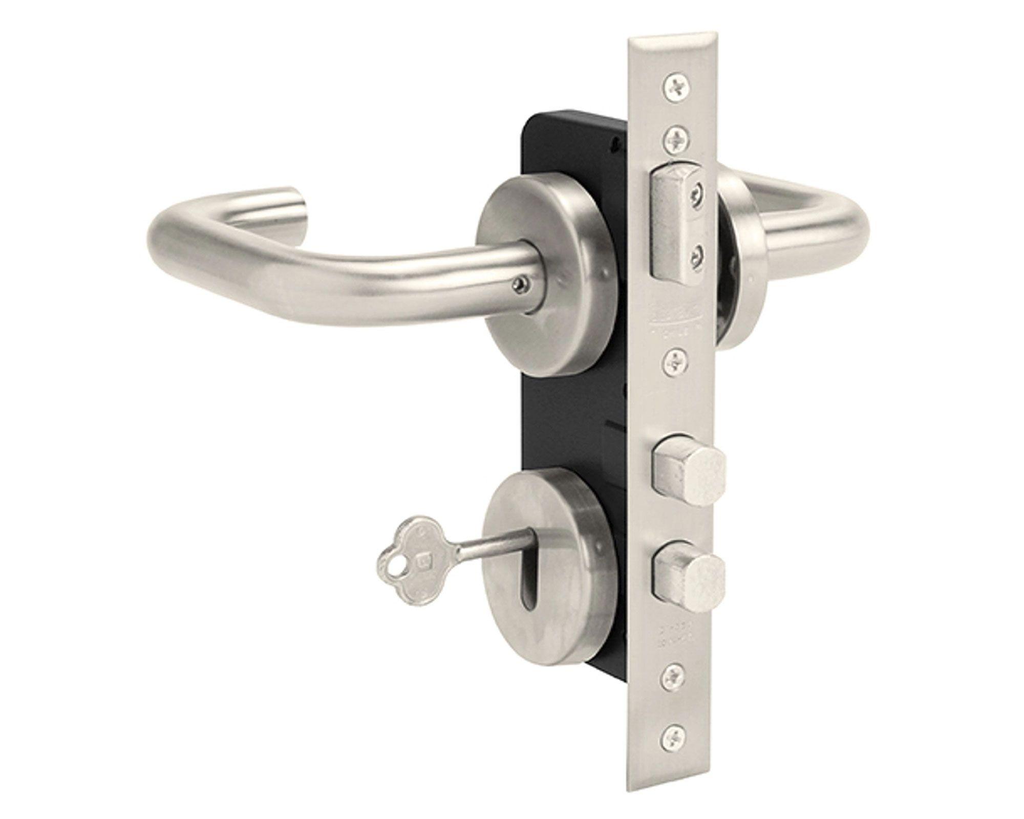 Cerradura embutida manilla dormitorio plata 1040-960U Scanavini-0