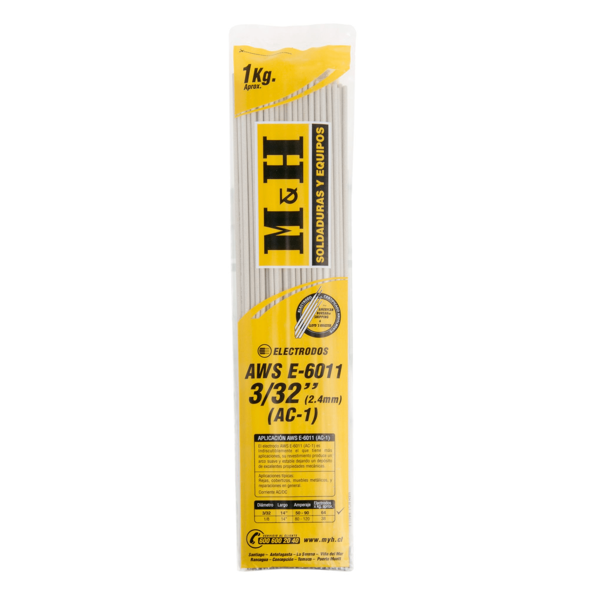 Electrodo 3/32'' punto azul display 1 kg M&H-0