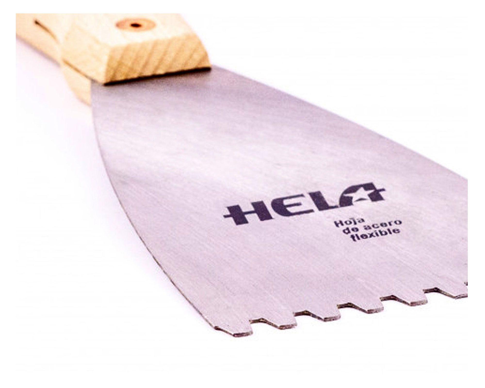 Espátula de acero 80 mm dentada Hela-2