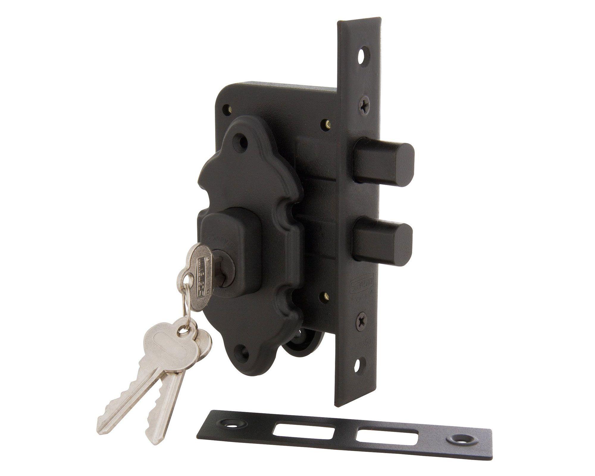 Cerrojo embutido doble 1070 negro Scanavini-2