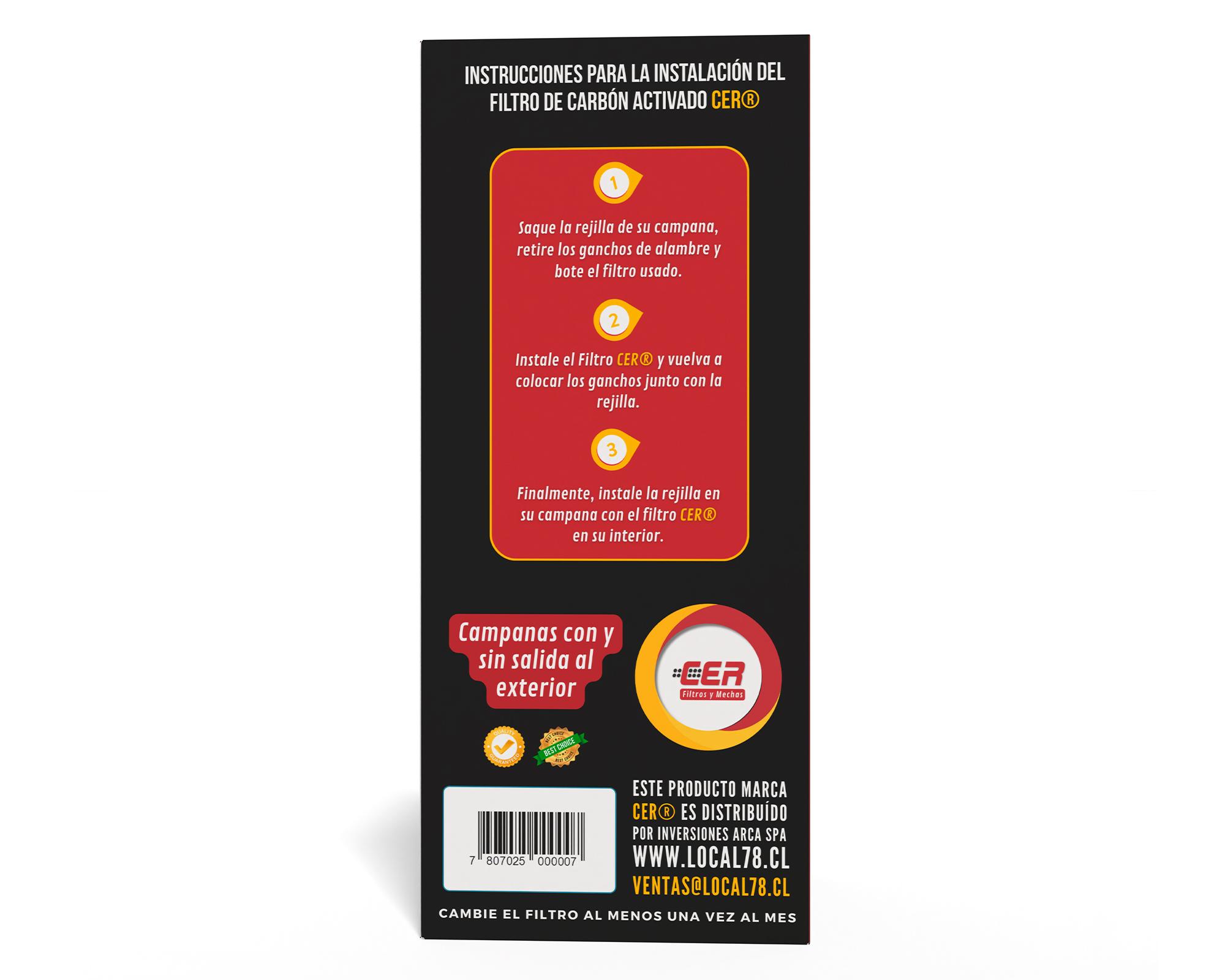 Filtros 72 x 37 cm campanas cocina 6 platos Cer-3