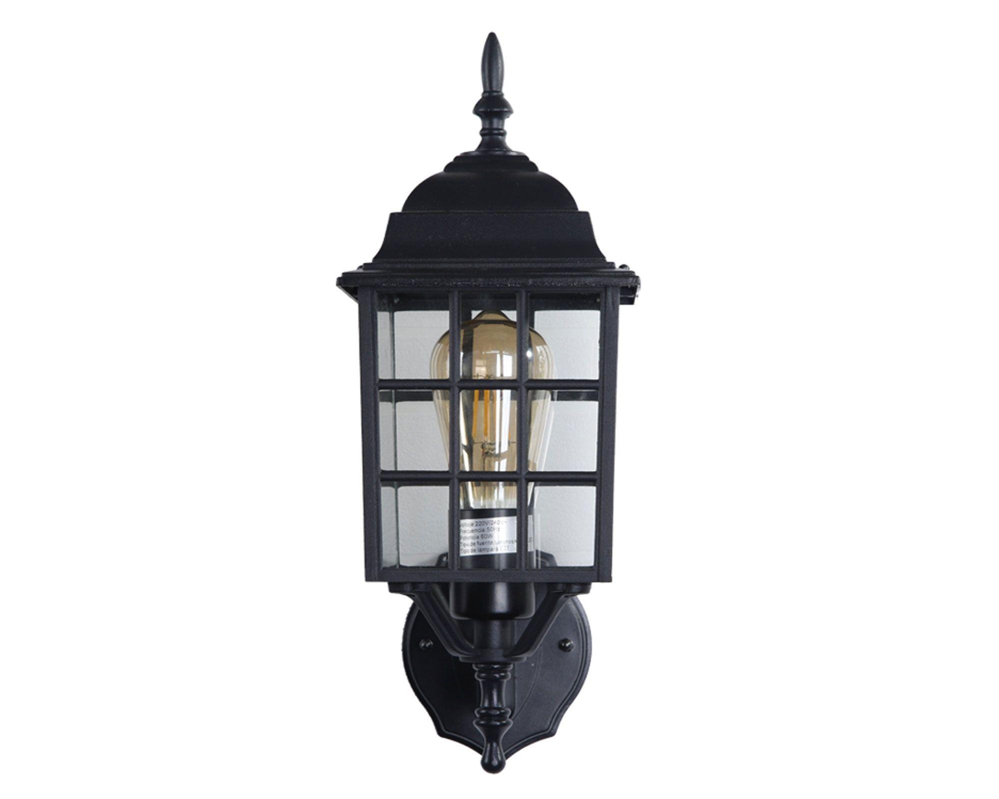 Farol pared 1L E27 negro Abitare-5
