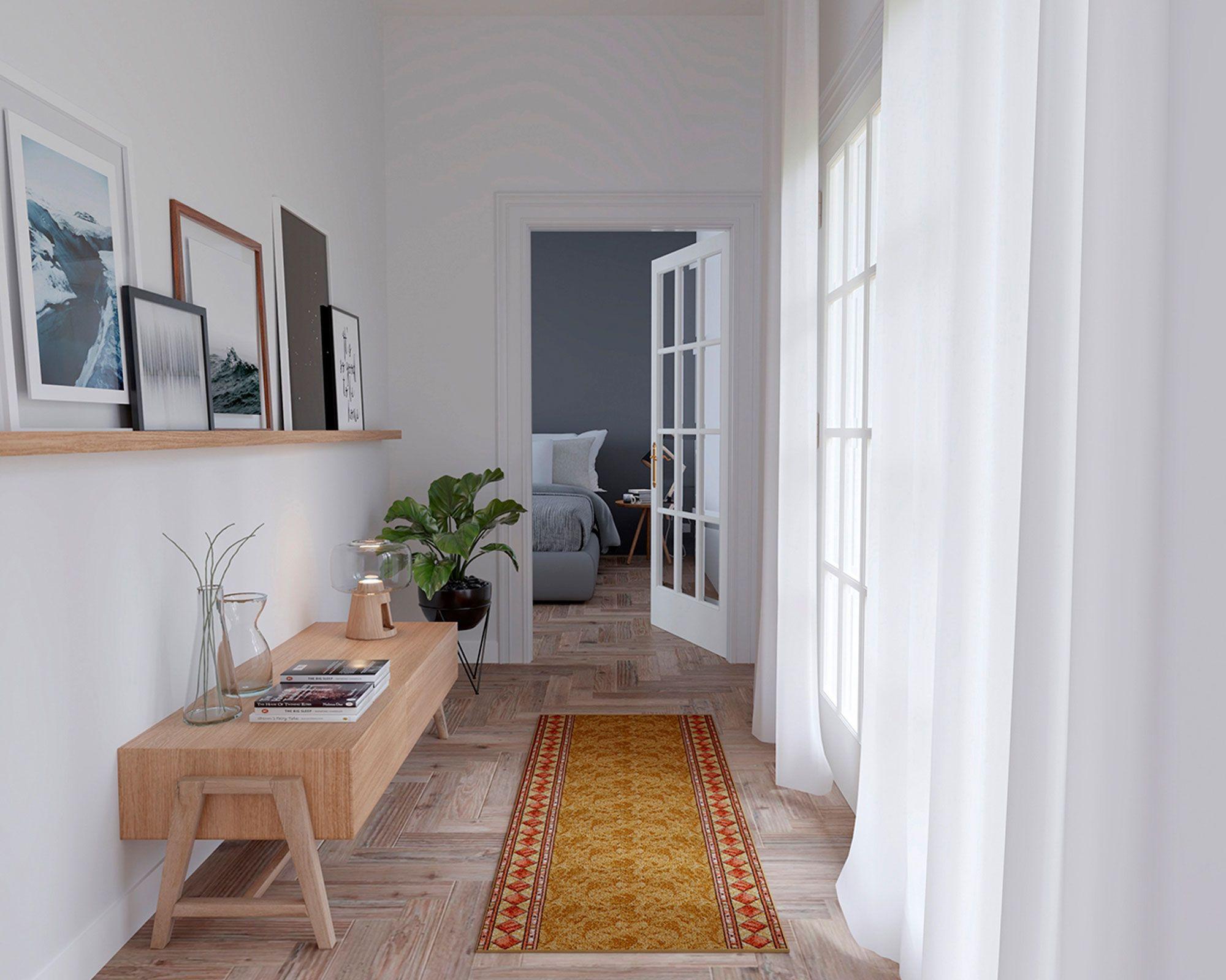 Alfombra de pasillo Madras nylon beige 1 ml-2