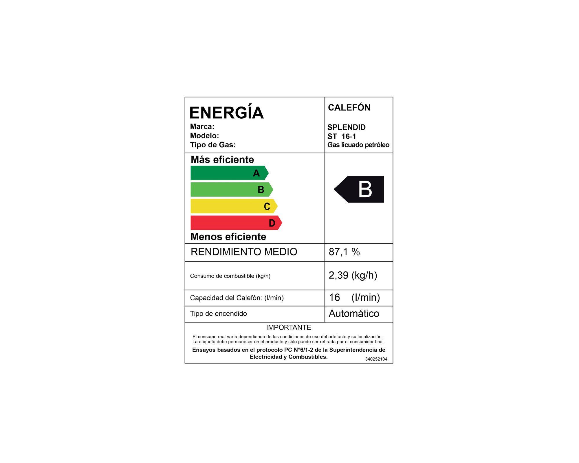 Calefont ionizado tiro natural 16 litros gas licuado Templatech Splendid-7