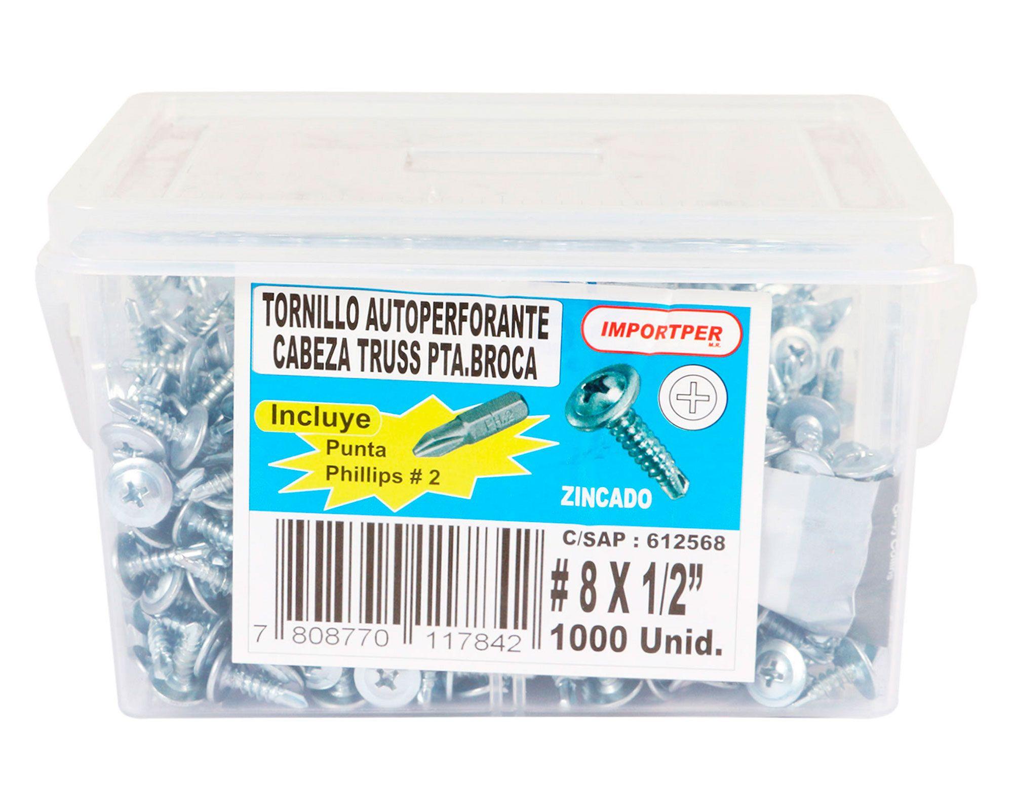 Tornillo autoperforante #8x1/2'' punta broca Truss 1000 unidades Imporper-1