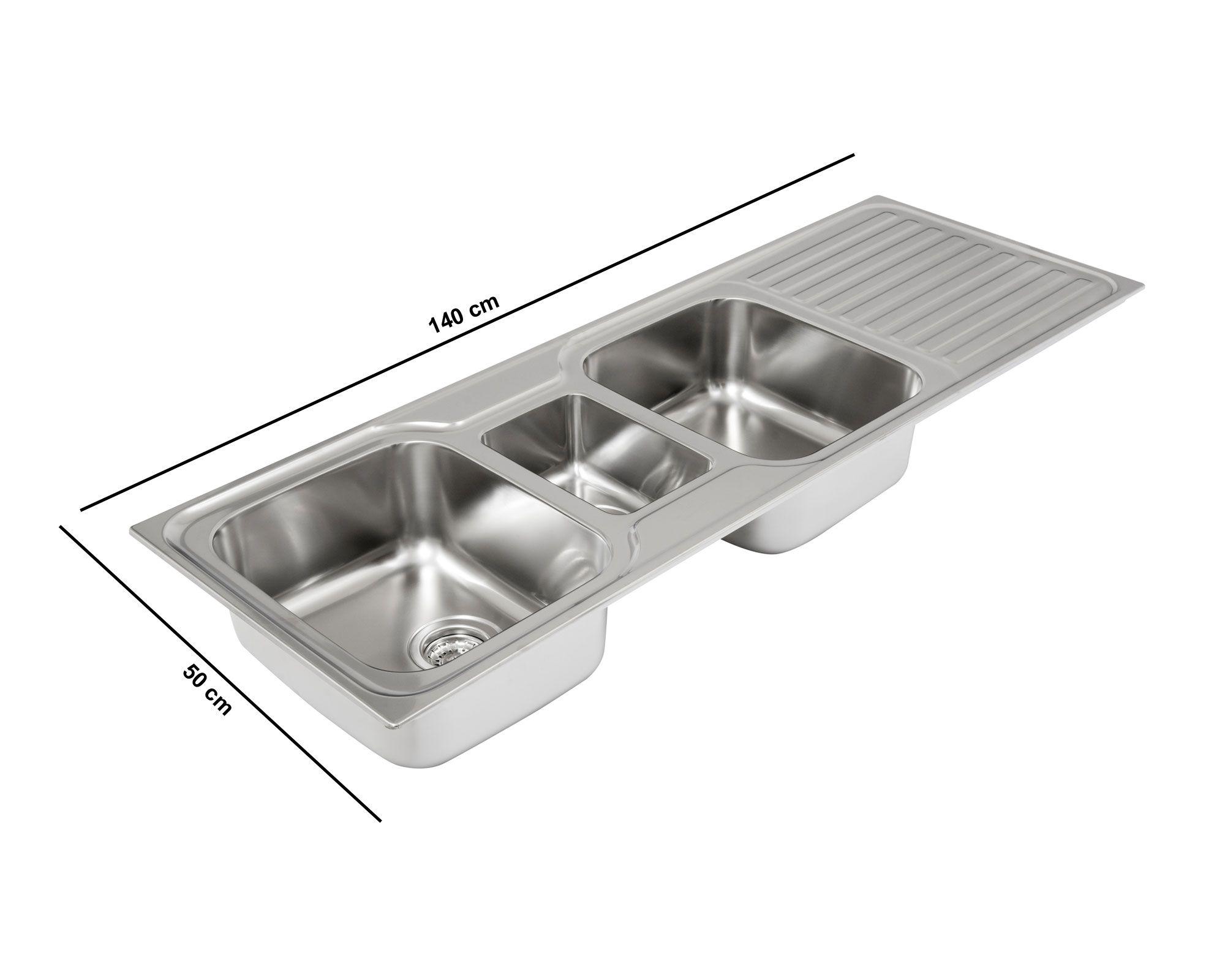 Lavaplatos empotrado 140 cm Classic cromado Teka-9