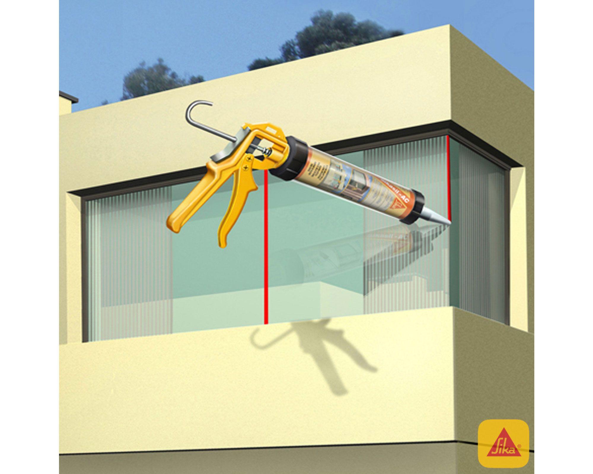 Sellador de silicona acética 280 ml Sikasil AC transparente Sika-3