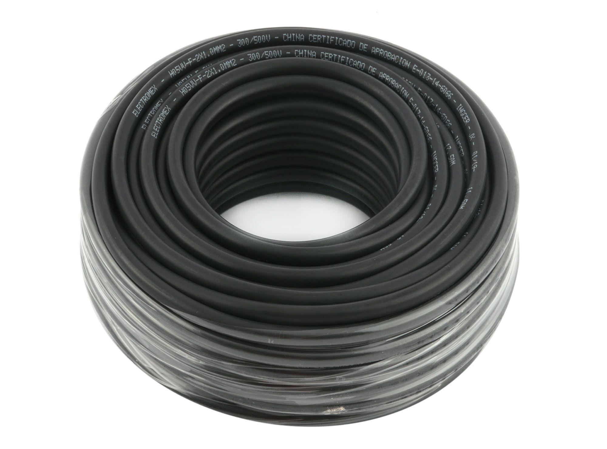Rollo cordón  h 05 vv-f 2 x 1 mm 2 negro 25 mts Electromex-0