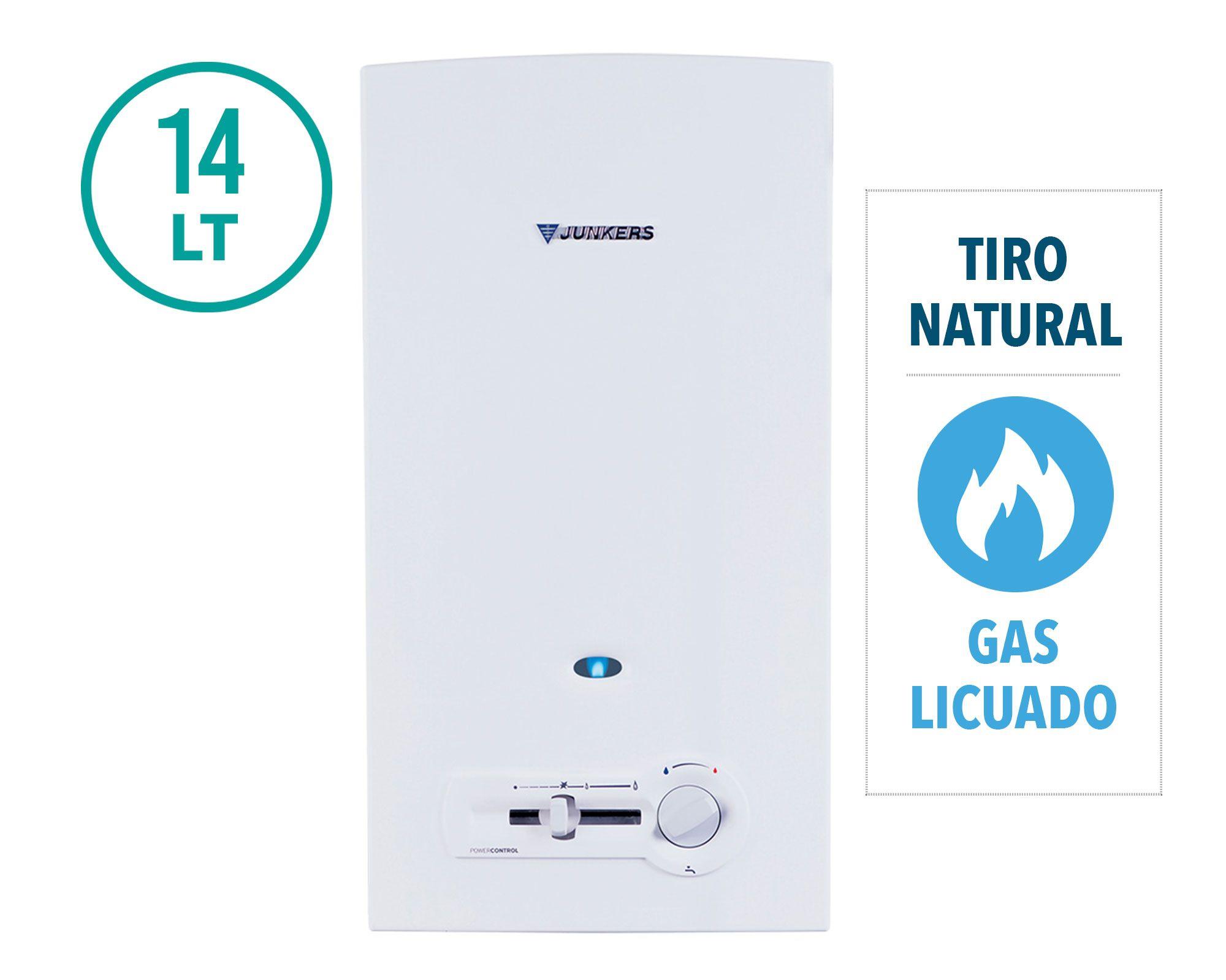 Calefont tiro natural 14 lt gas licuado W14 2P Junkers-5