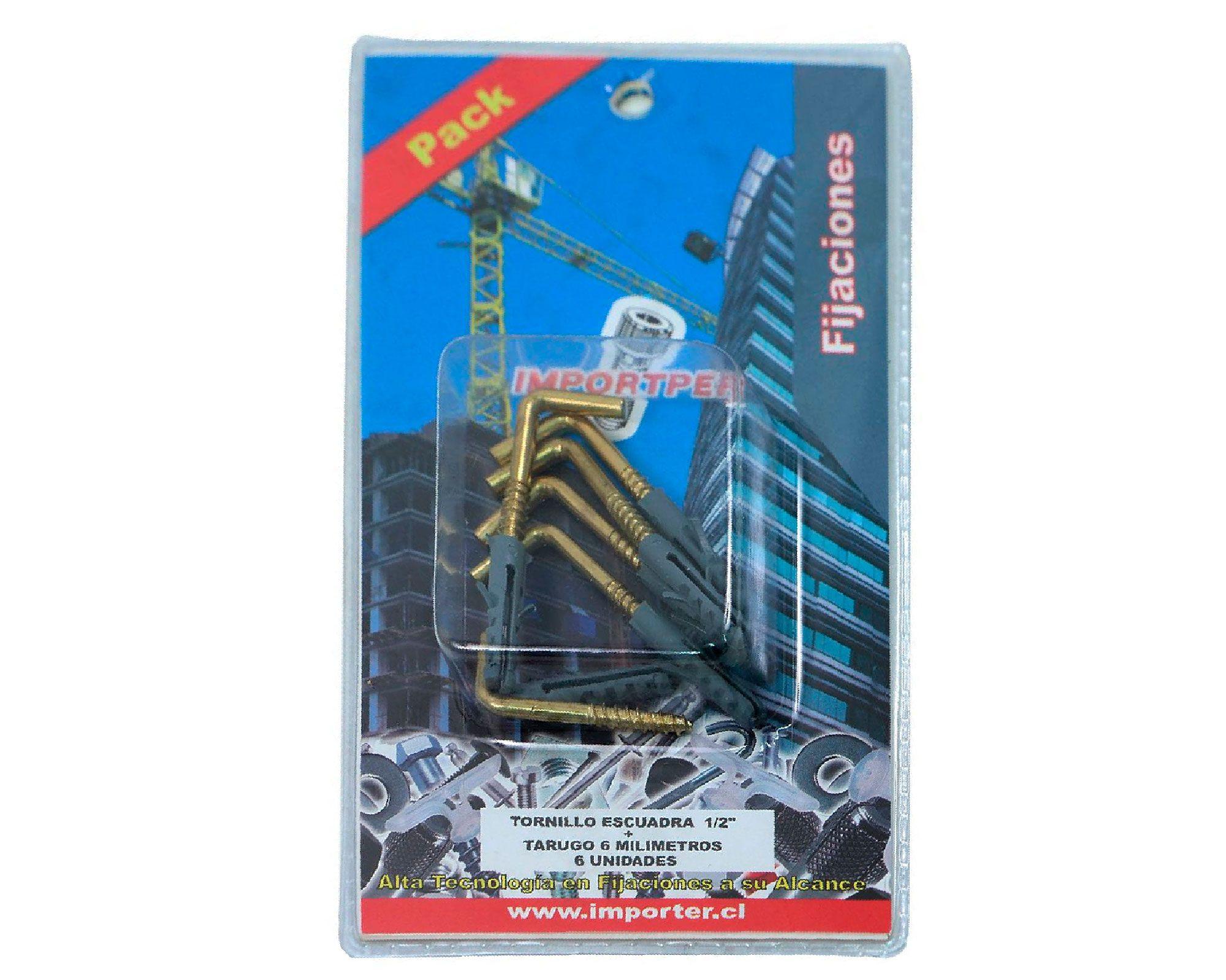 Tornillo escuadra 1/2'' con tarugo 6 mm blister 6 unidades Imporper-1