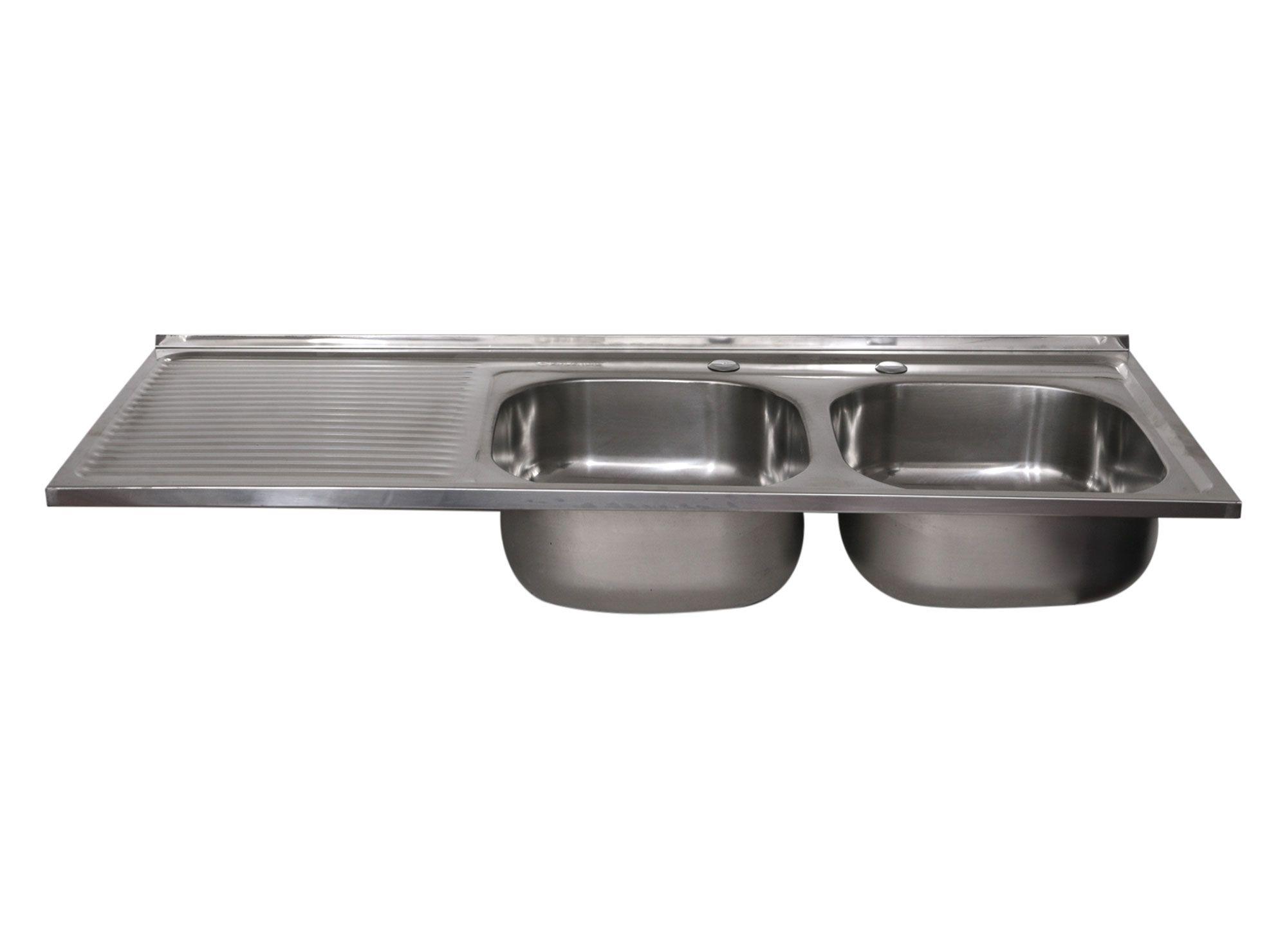 Lavaplatos doble sobreponer 120x50 cm derecha inox Splendid-1