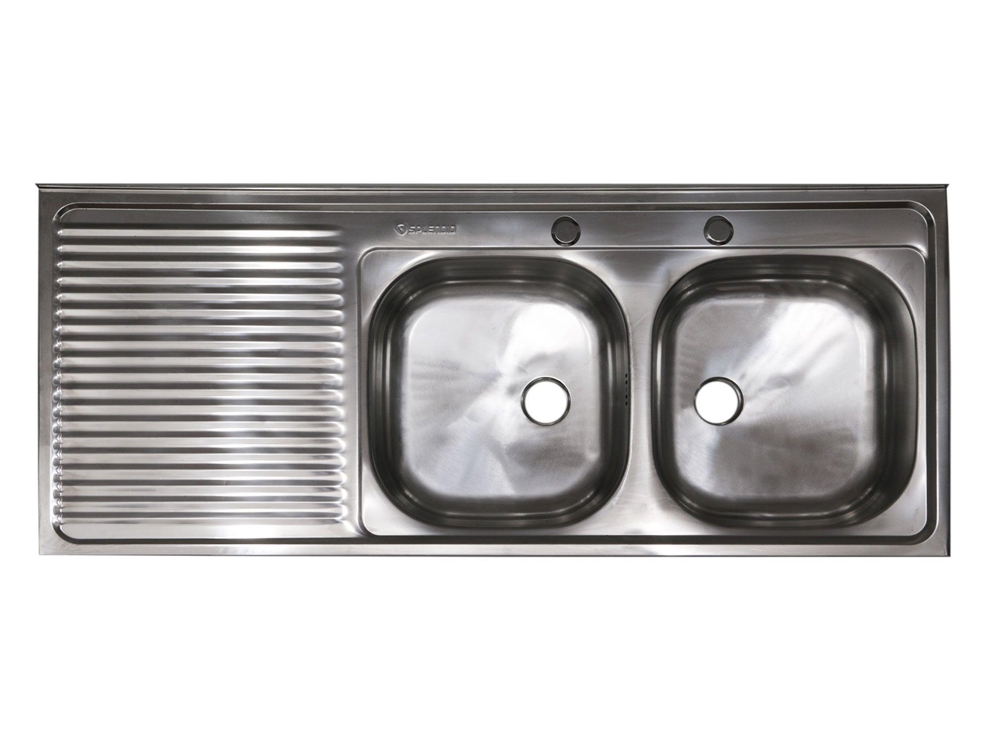 Lavaplatos doble sobreponer 120x50 cm derecha inox Splendid-0