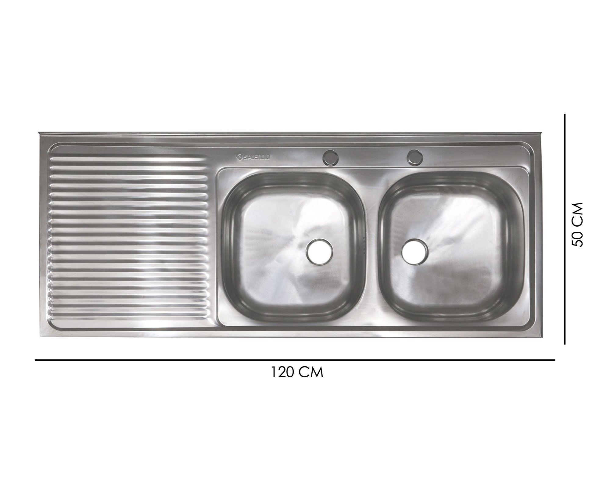 Lavaplatos doble sobreponer 120x50 cm derecha inox Splendid-4