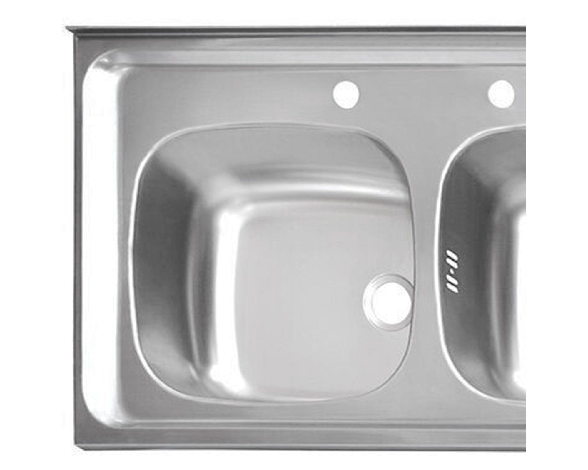 Lavaplatos doble sobreponer 120x50 cm izquierda inox Splendid-1