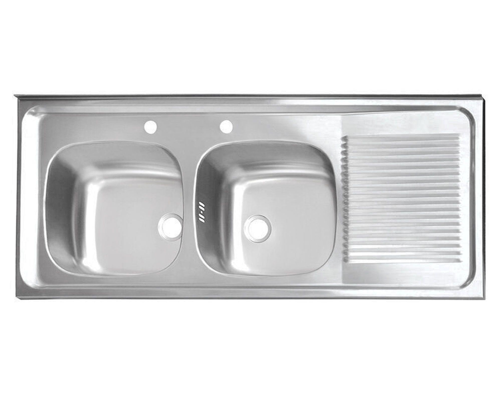 Lavaplatos doble sobreponer 120x50 cm izquierda inox Splendid-0