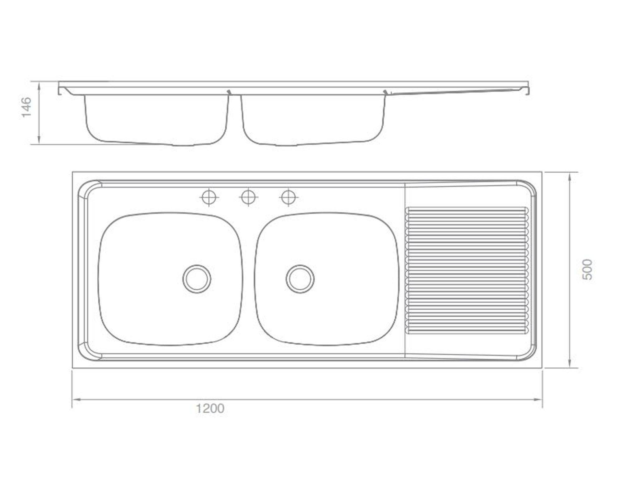 Lavaplatos doble sobreponer 120x50 cm izquierda inox Splendid-4