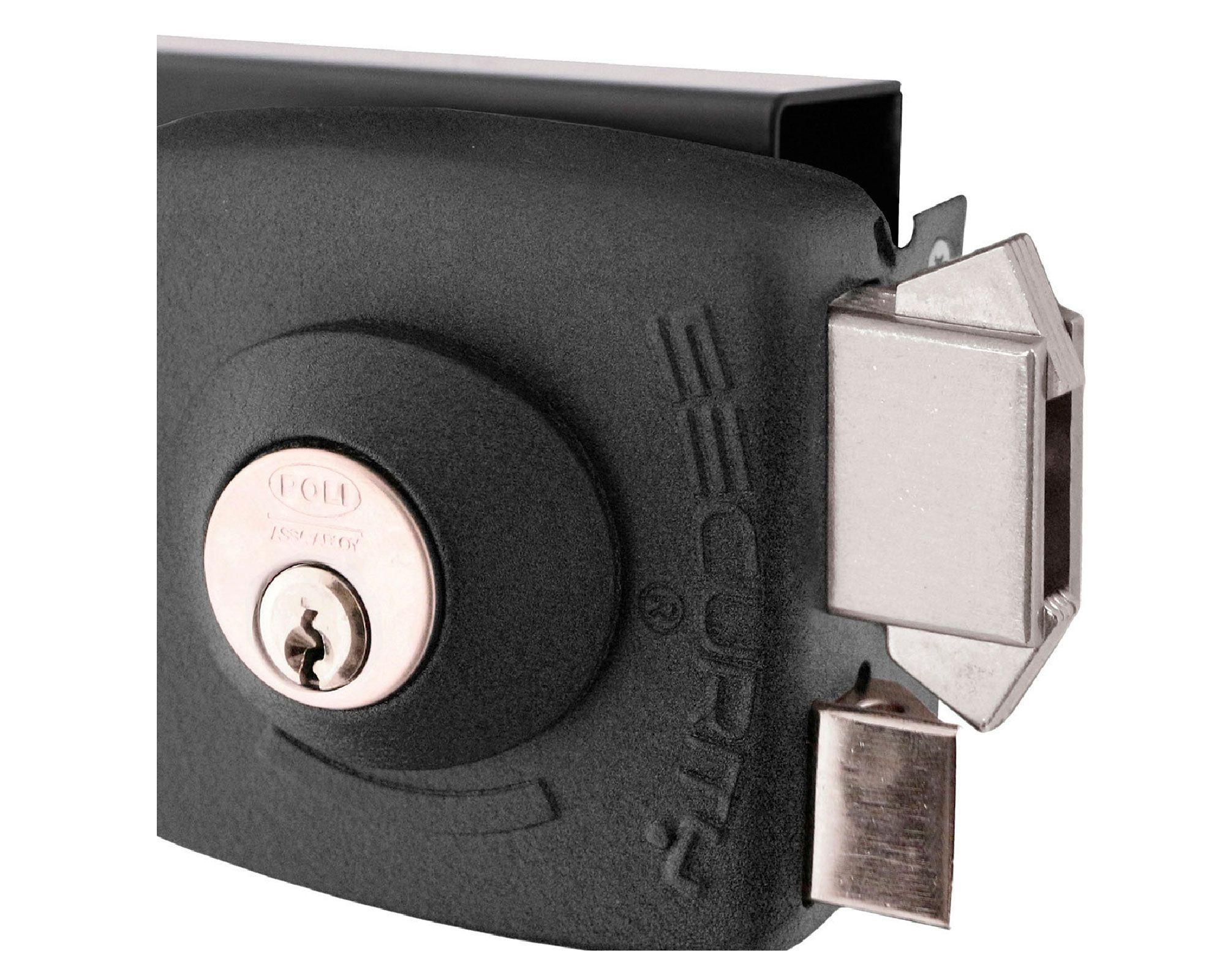 Cerradura sobreponer 30 mm cerrojo antipalanca Security negro Poli-1