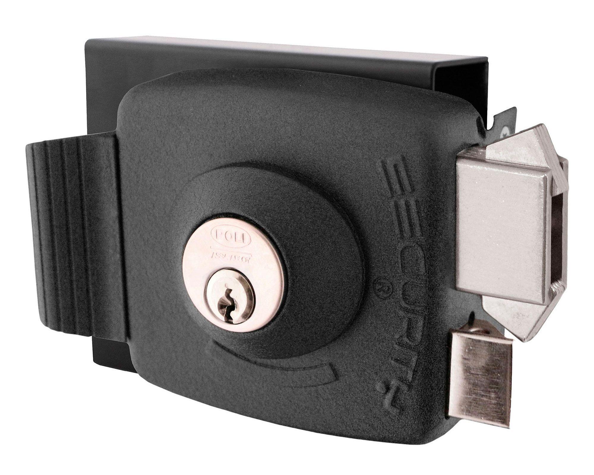 Cerradura sobreponer 30 mm cerrojo antipalanca Security negro Poli-0