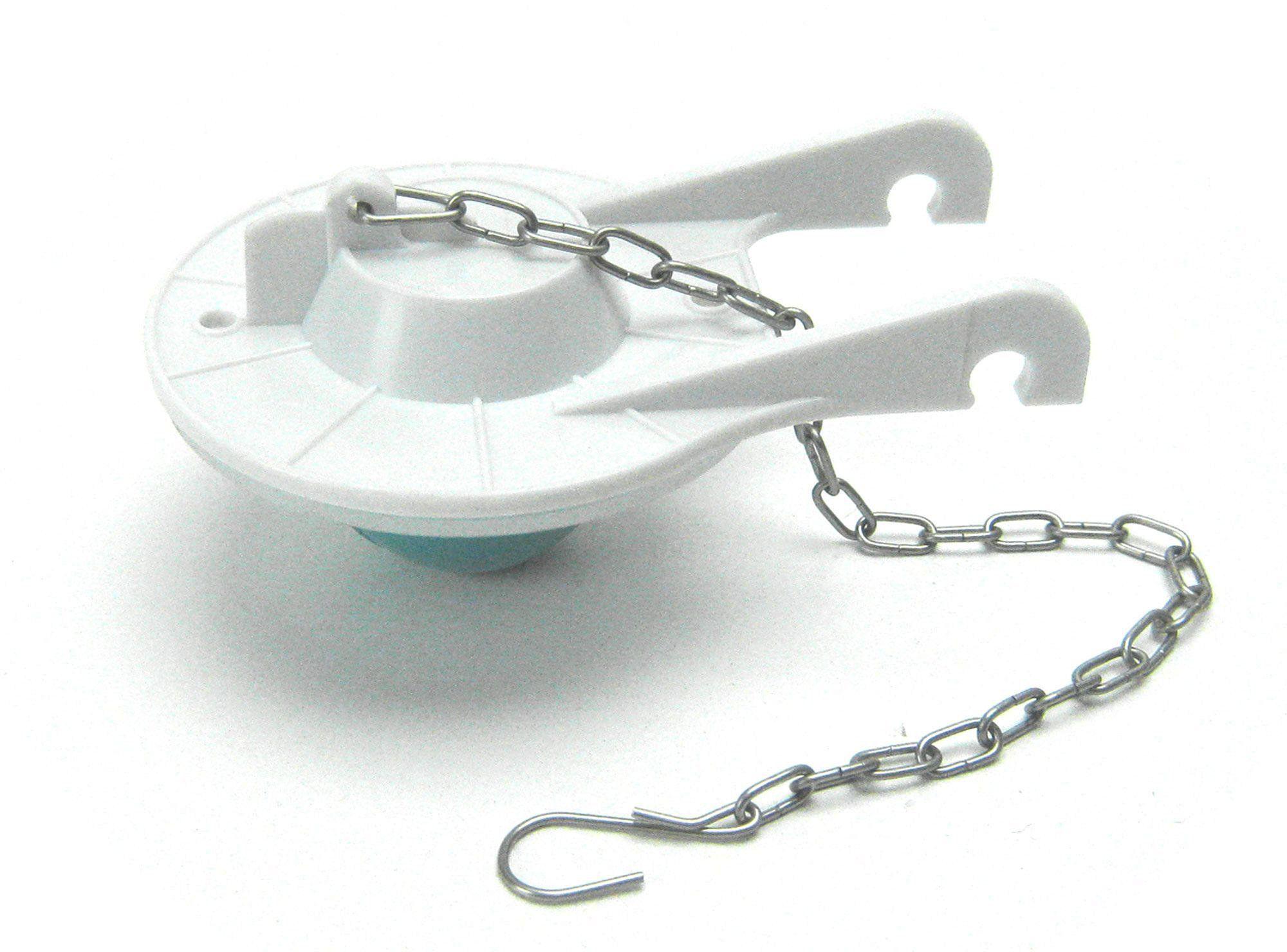 Flapper tapón estanque wc plástico blanco con cadena Corsovalv-0