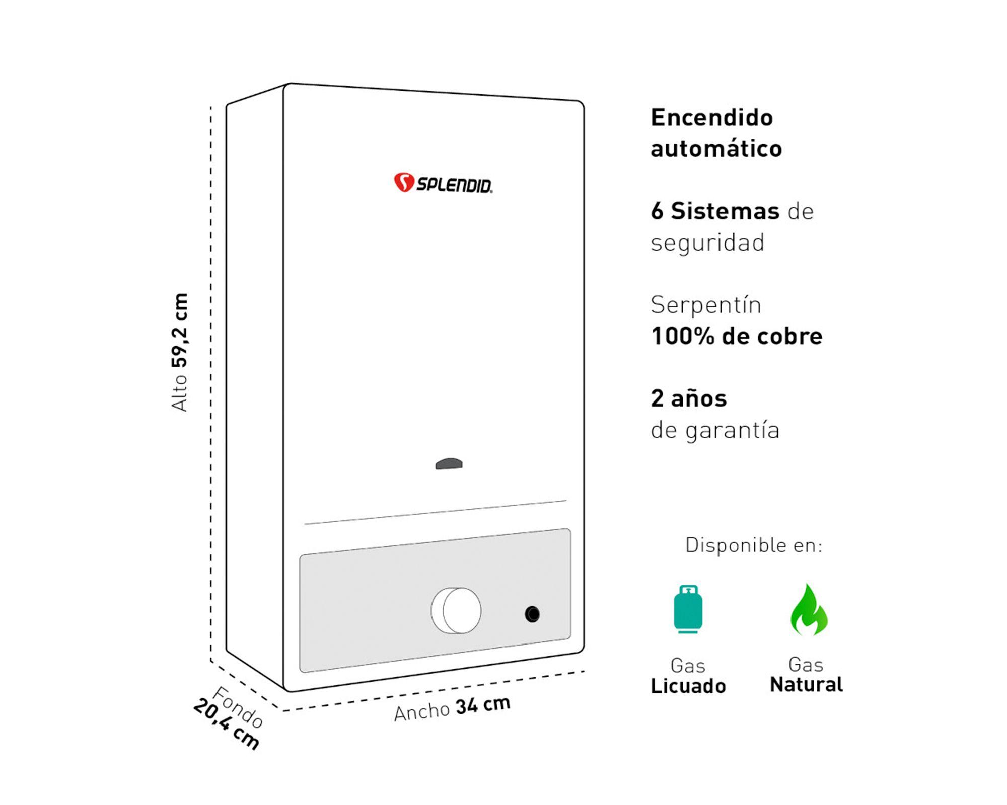 Calefont ionizado tiro natural Beyond 10L 2EV GL 10 litros gas licuado-4