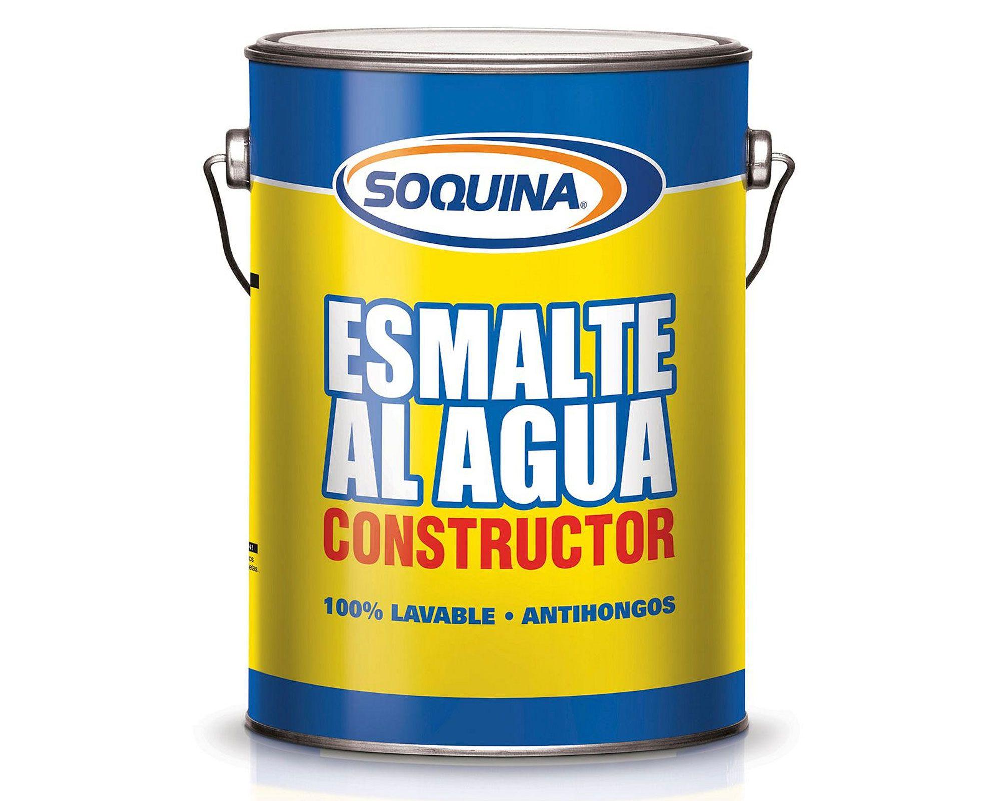 Esmalte al agua 1 galón Constructor blanco satín Soquina-0