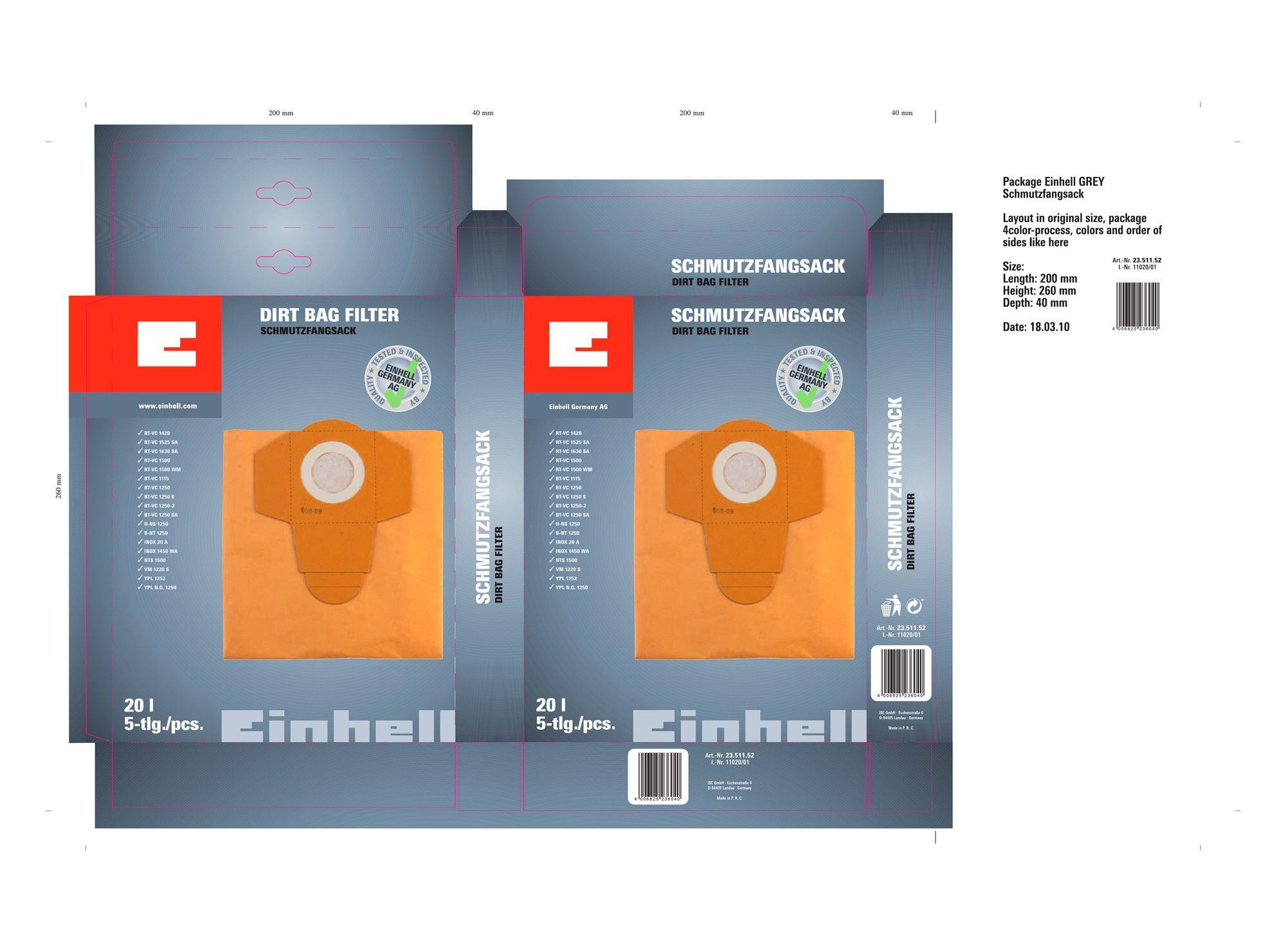 Filtro aspiradora tambor 20/30 litros 5 unidades Einhell-2