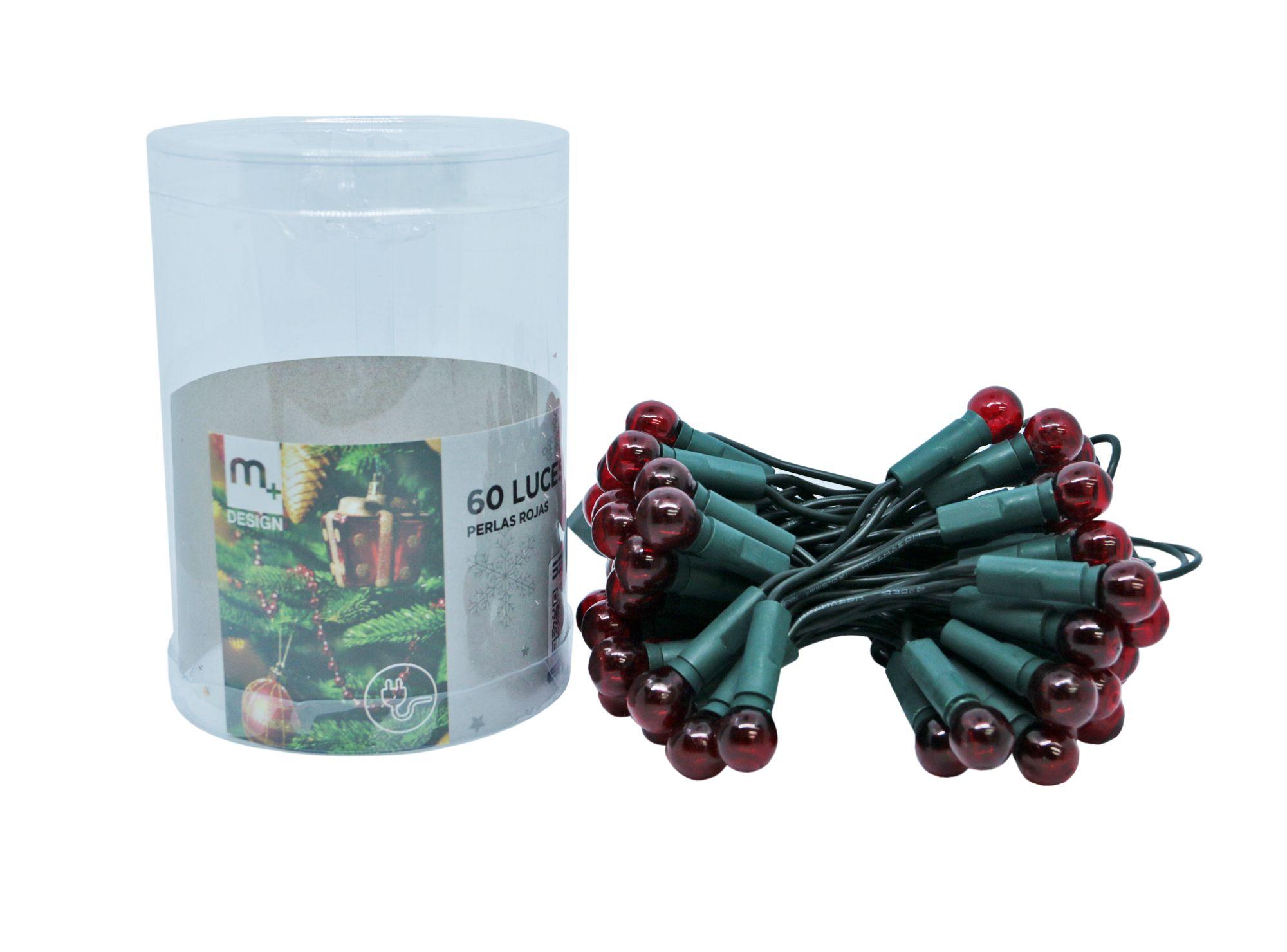 60 Luces de navidad perlas rojas-0