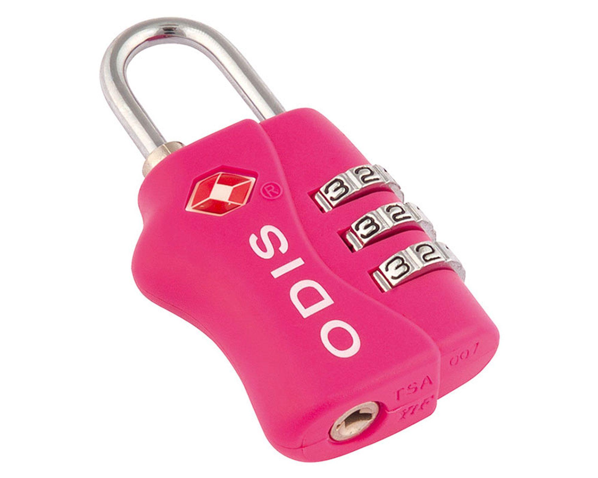 Candado TSA viajero con clave 3 diales 30mm rosado Odis-1