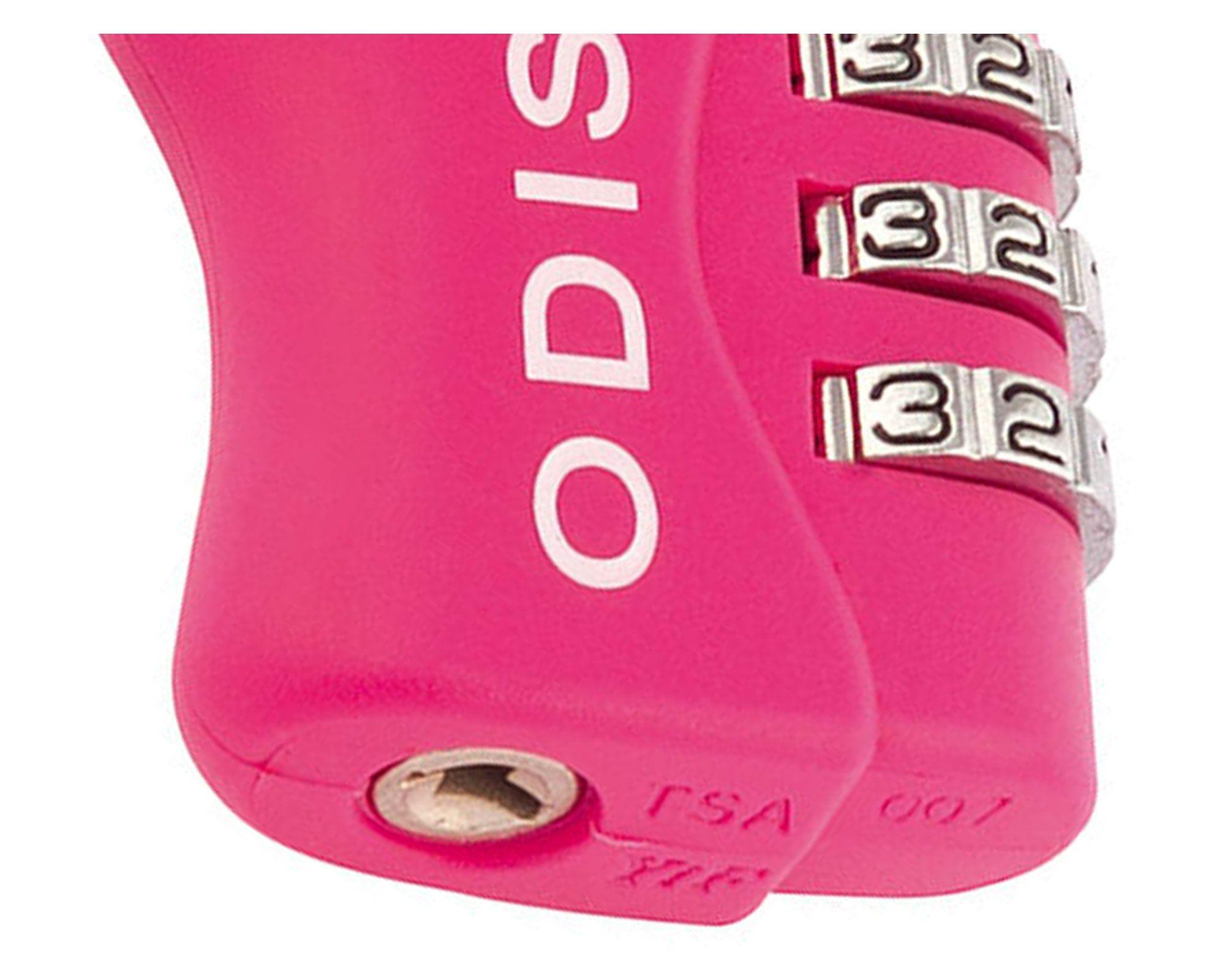 Candado TSA viajero con clave 3 diales 30mm rosado Odis-3