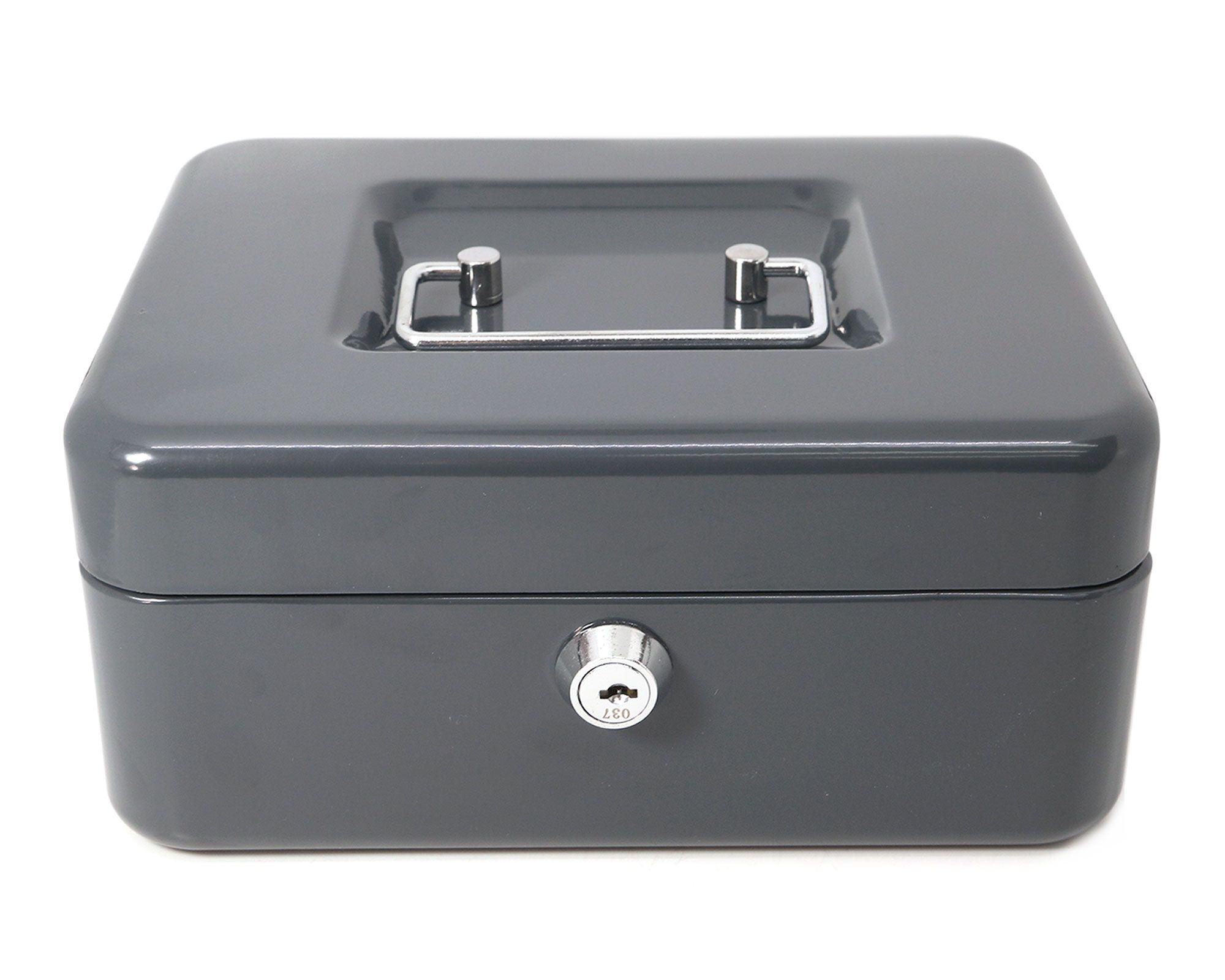 Cofre porta valores 9x20x16 cm mediano gris Arnik-1