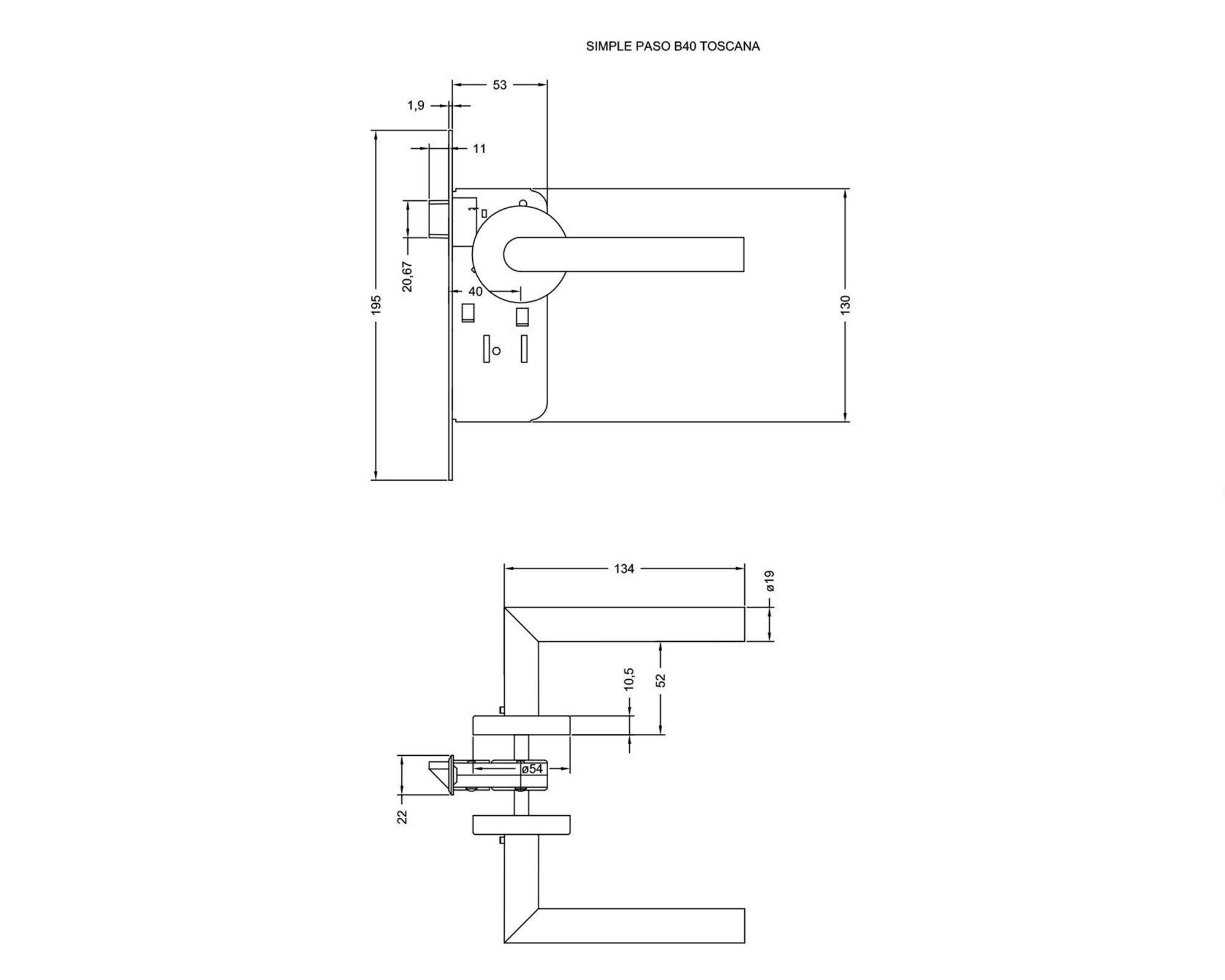 Cerradura embutida libre paso Toscana plata Yale-3