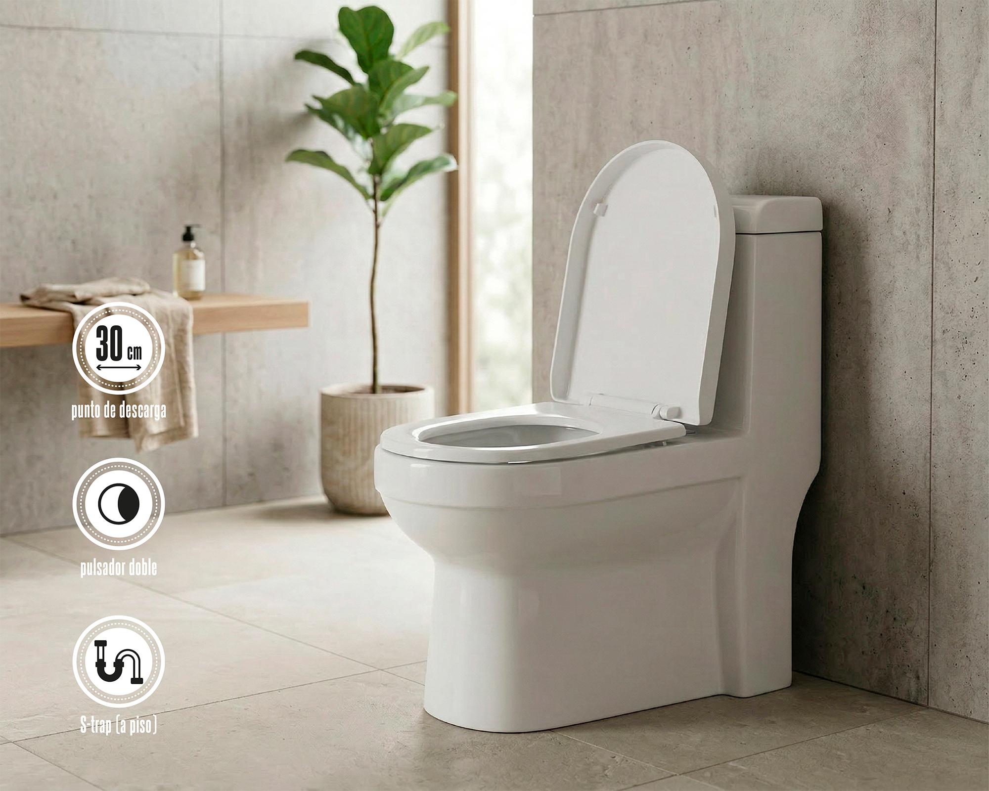 One piece 30 cm Dual flush asiento cierre suave Cala Vessanti-3