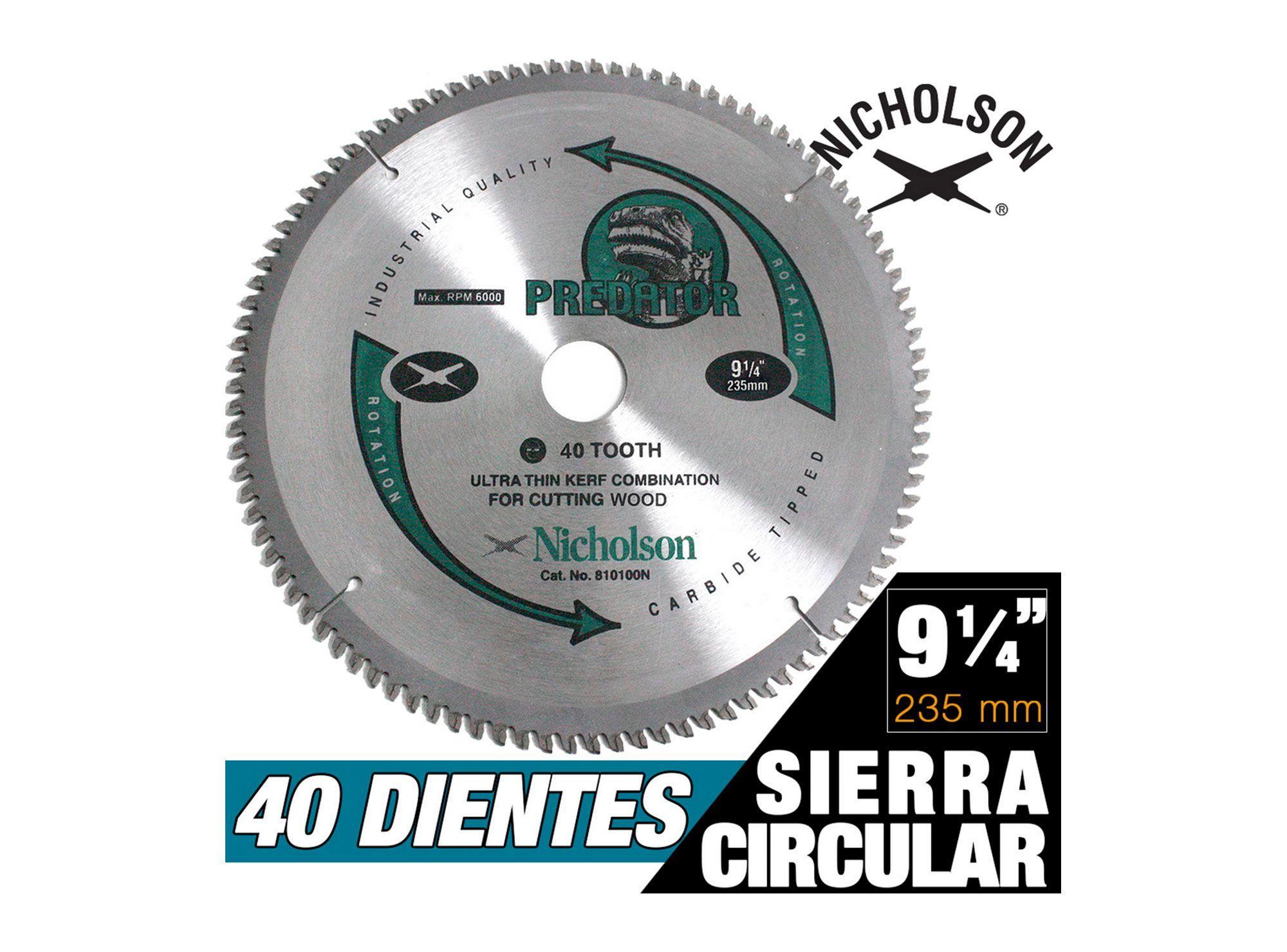 Disco sierra circular 9 1/4 40 dientes Nicholson.-1