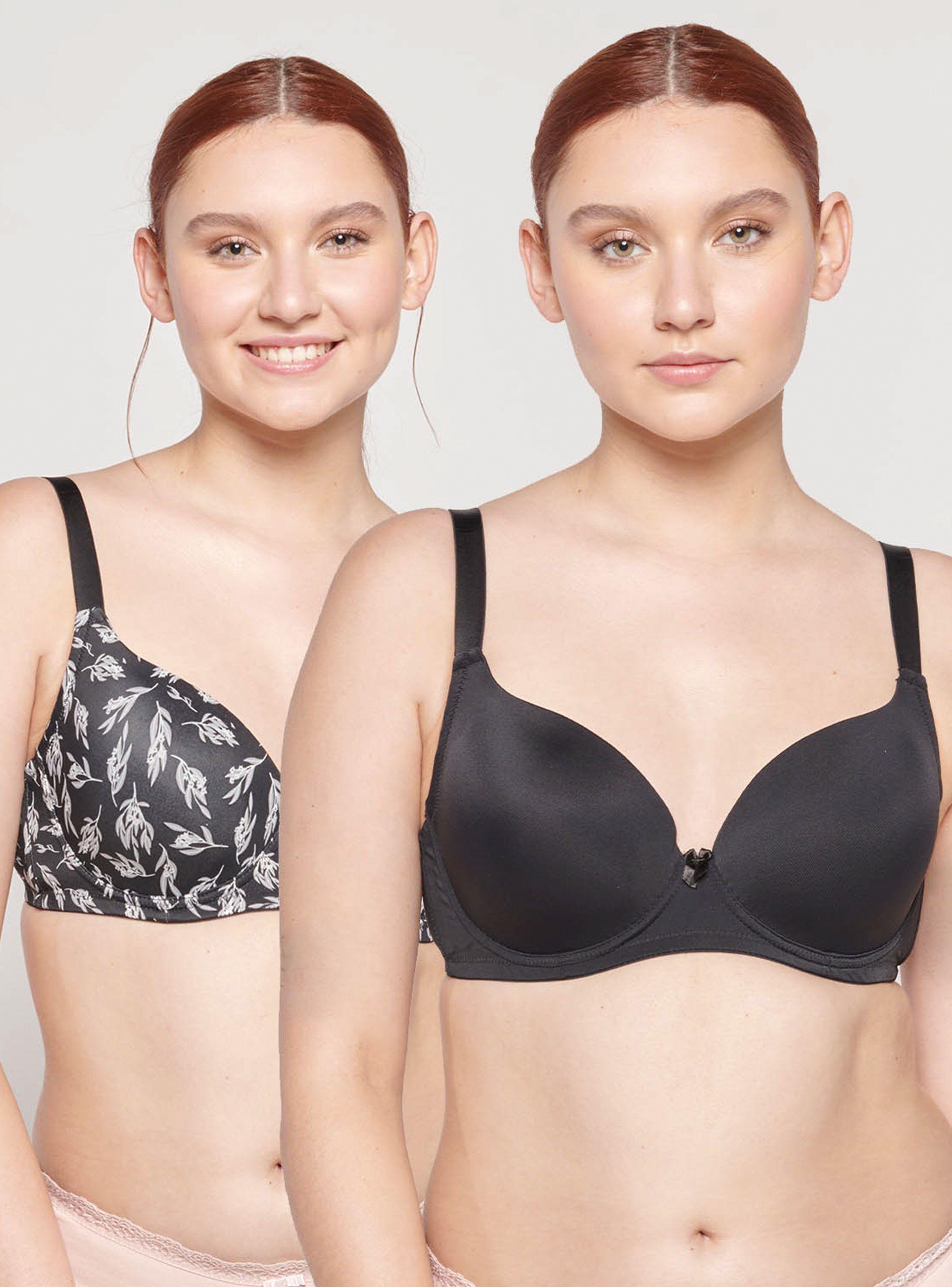 Pack 2 Sostén Liso y Diseño Copa D Microfibra-0