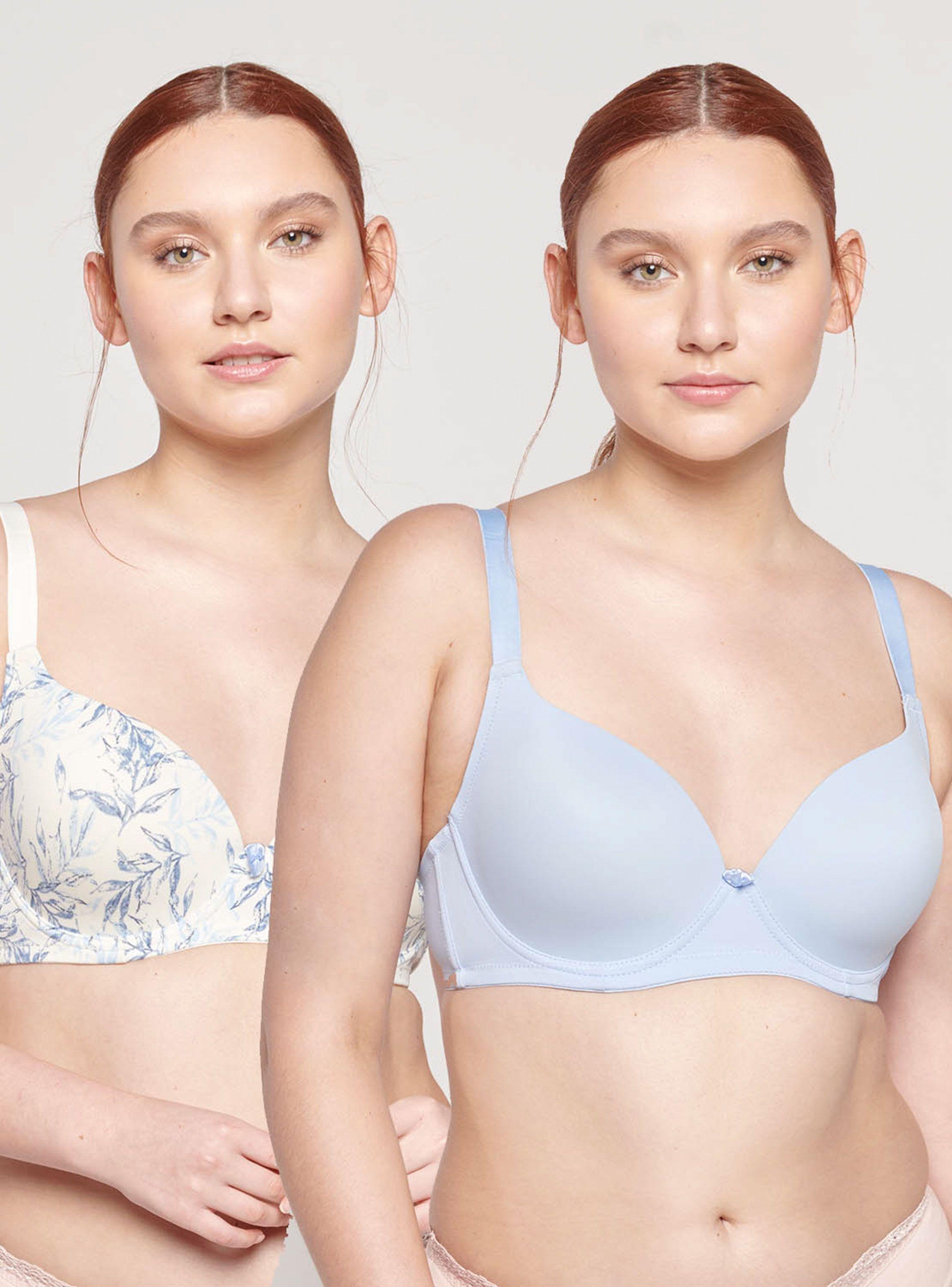 Pack 2 Sostén Liso y Diseño Copa D Microfibra-0