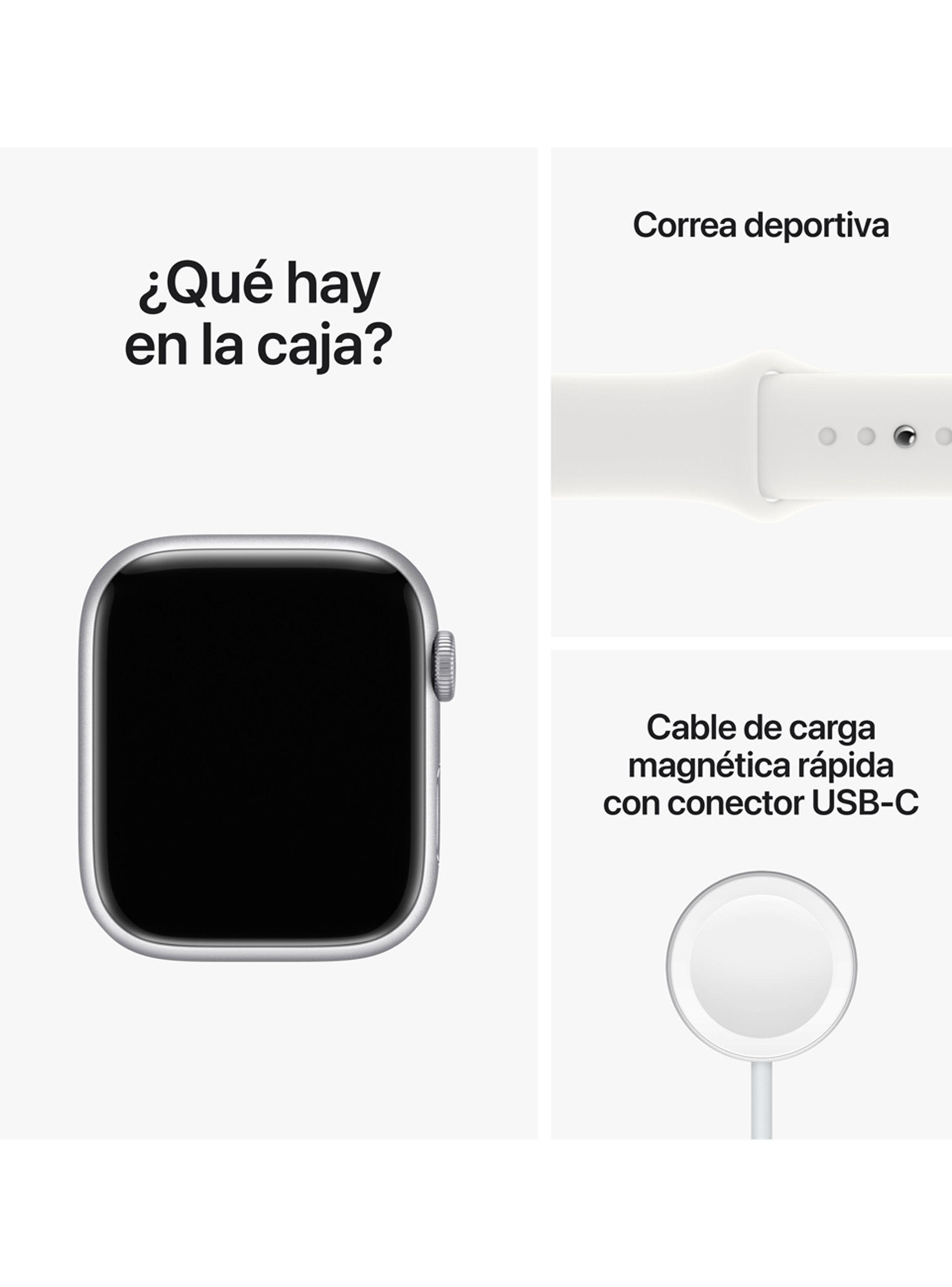 Apple Watch Series 8 45mm GPS Caja Aluminio Plata Correa Deportiva Blanca-8
