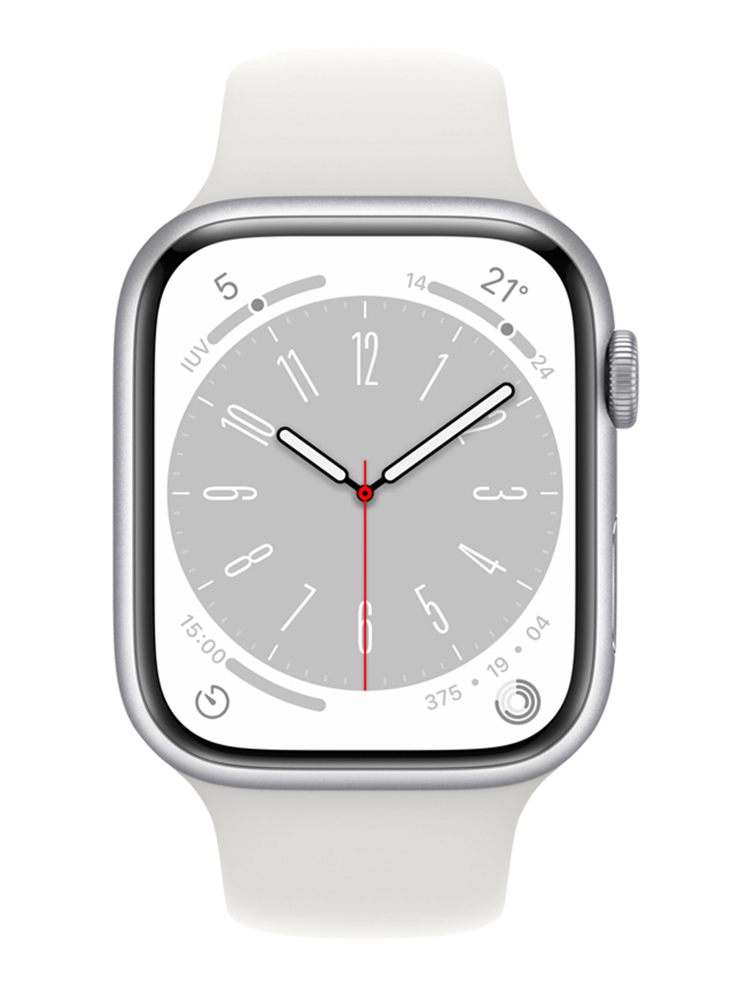 Apple Watch Series 8 45mm GPS Caja Aluminio Plata Correa Deportiva Blanca-1