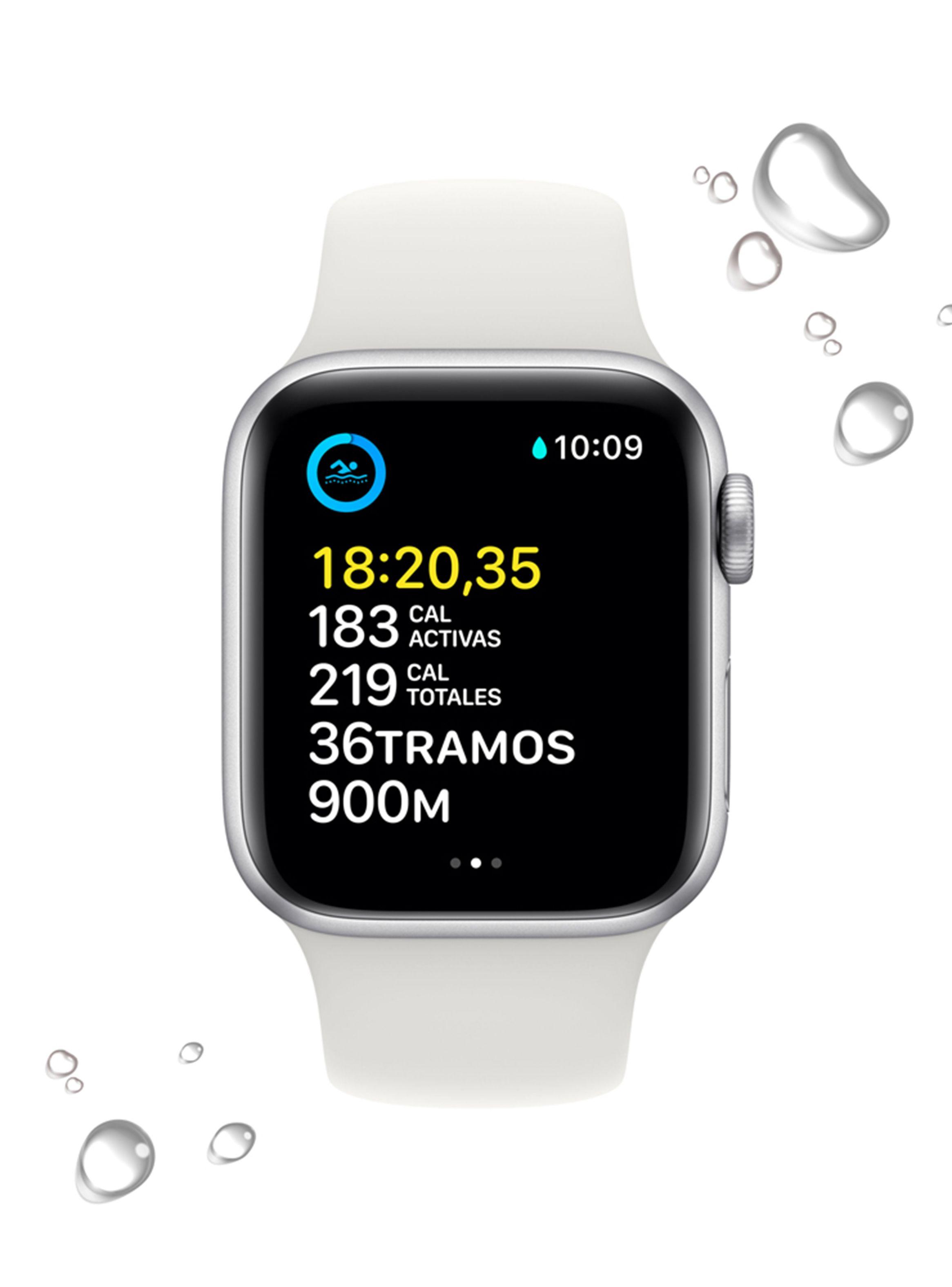 Apple Watch SE 40mm GPS Caja Aluminio Plata Correa Deportiva Blanca-3
