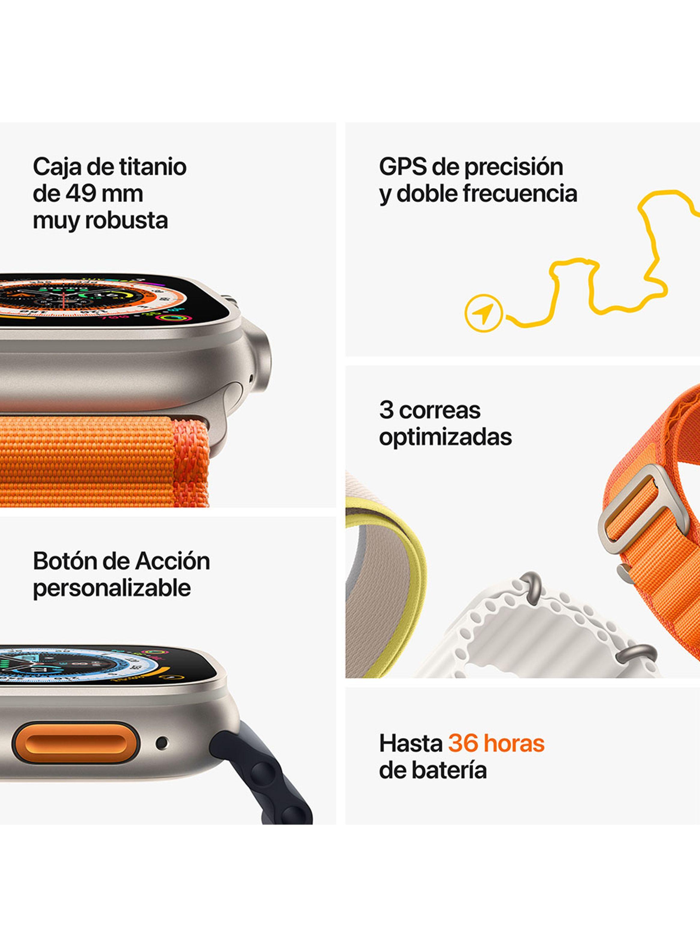 Apple Watch Ultra 49mm GPS + Cellular Caja de Titanio Natural Correa Alpine Naranja Talla M-7