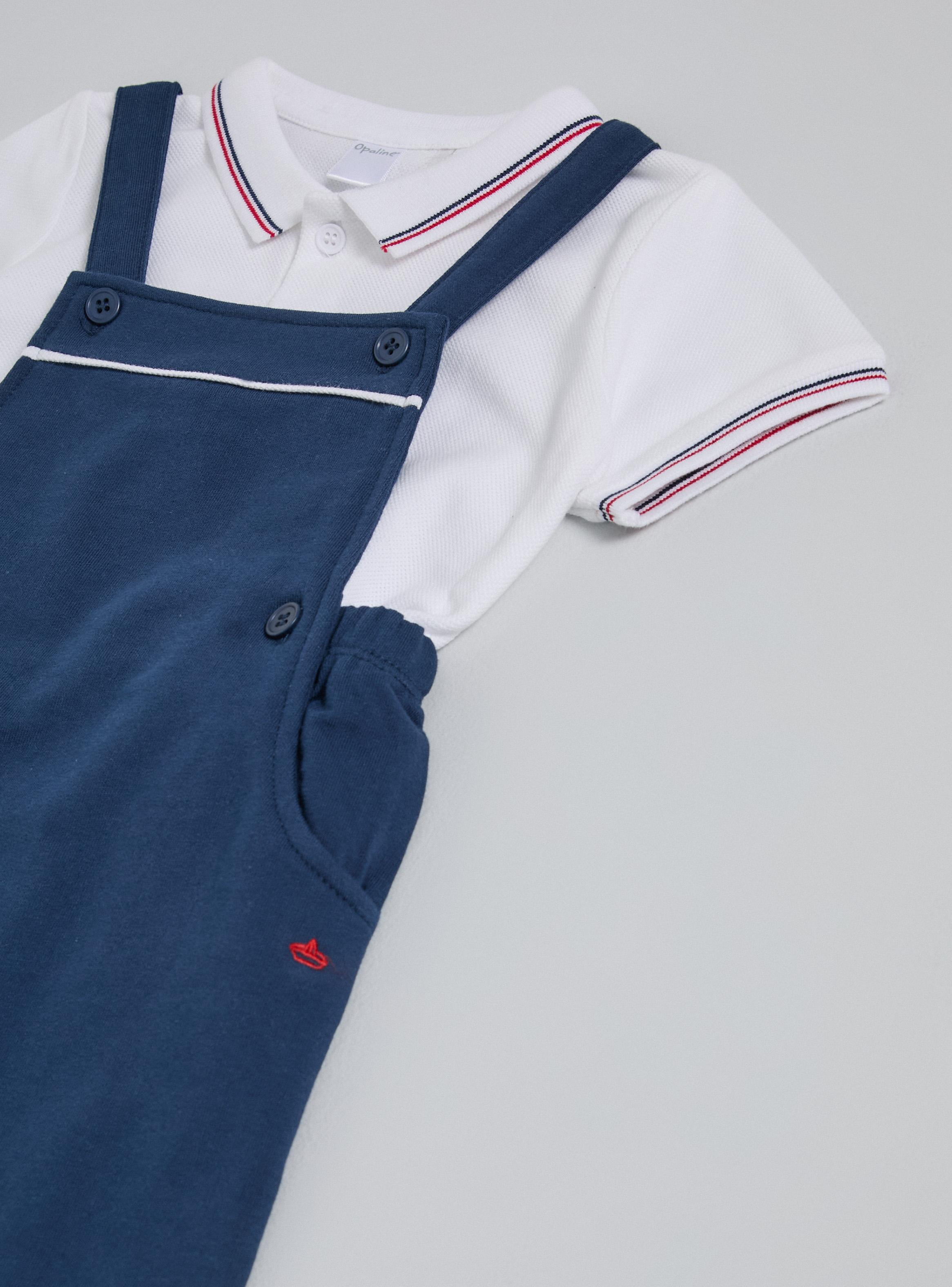 Conjunto Polera Cuello Piqué y Jardinera Básica-2